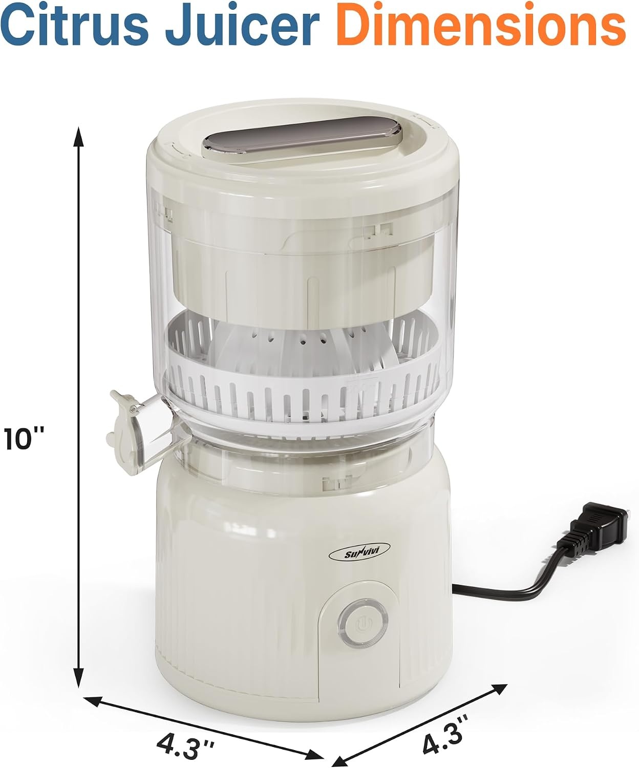 image:imageDualHead Electric Citrus Juicer Plugin Model Juicer Machine with Cleaning Brush Portable Lemon Squeezer for Fresh Orange Lemon Lime Kiwi Grapefruit Easy to CleanampUseWhite