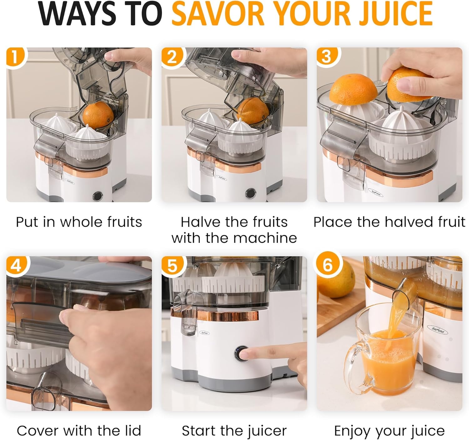 image:imageDualHead Electric Citrus Juicer Plugin Model Juicer Machine with Cleaning Brush Portable Lemon Squeezer for Fresh Orange Lemon Lime Kiwi Grapefruit Easy to CleanampUseGrey
