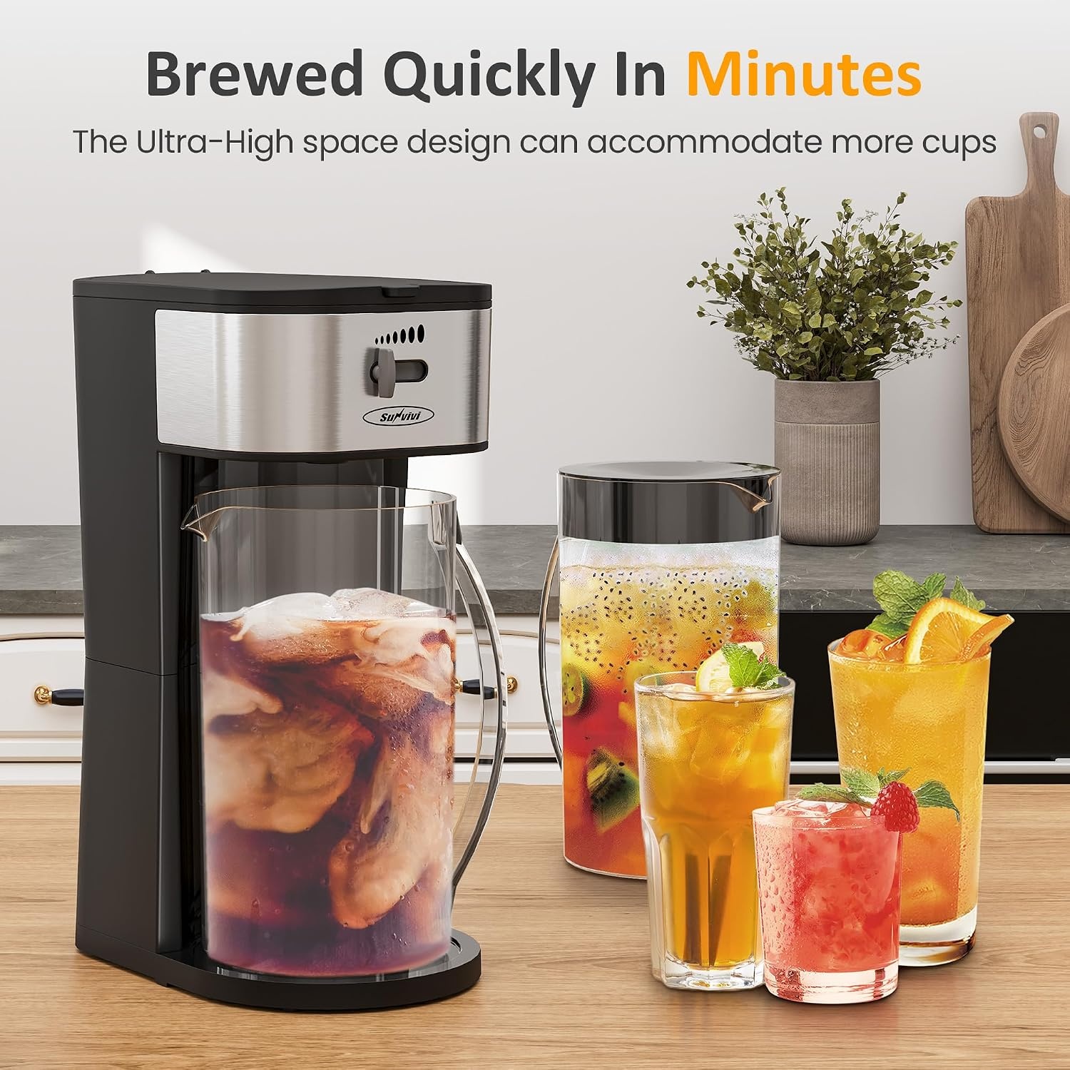 image:imageSUNVIVI 20 Oz Iced Coffee Maker for Ground Coffee Cold Brew Tea Maker with Reusable Coffee Filter and Insulated Pitcher Single Serve Machine for Home Strength Control for Flavor BlackBlackNew