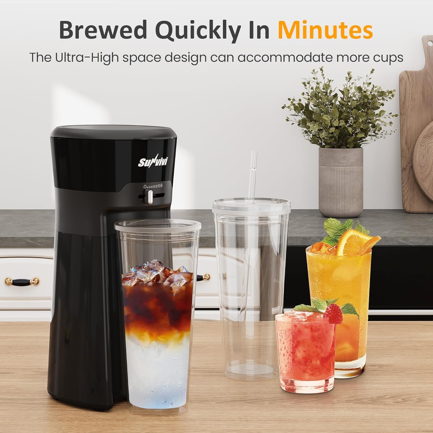 image:imageSUNVIVI 20 Oz Iced Coffee Maker for Ground Coffee Cold Brew Tea Maker with Reusable Coffee Filter and Insulated Pitcher Single Serve Machine for Home Strength Control for Flavor BlackBlack20 Oz
