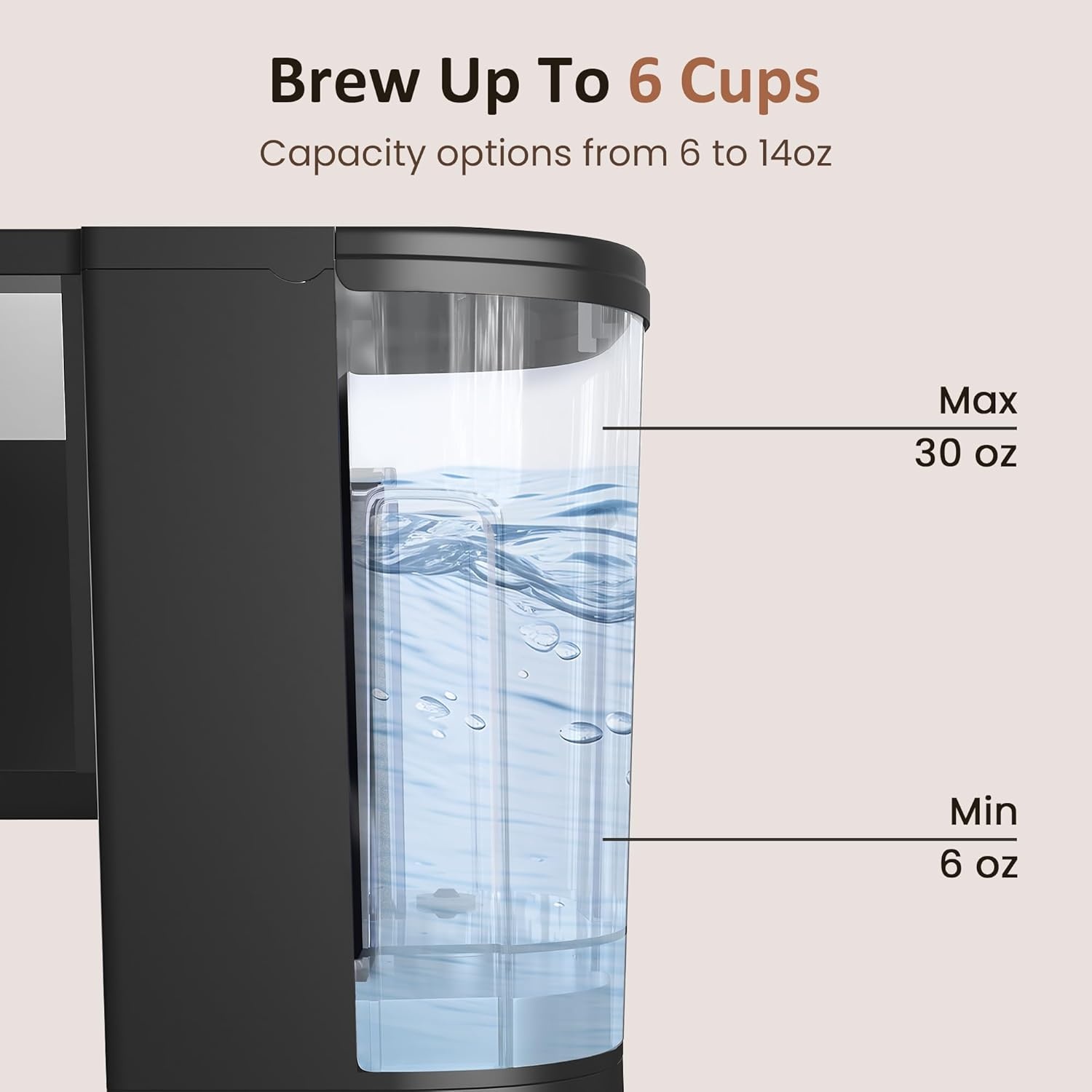 image:imageSUNVIVI 3in1 Single Serve Coffee Machine Brewer for KCup Pods Ground Coffee and Teas Brew Sizes 8 to 14oz 30oz Removable Water Reservoir 2 Cup Trays SelfCleaning Function Black
