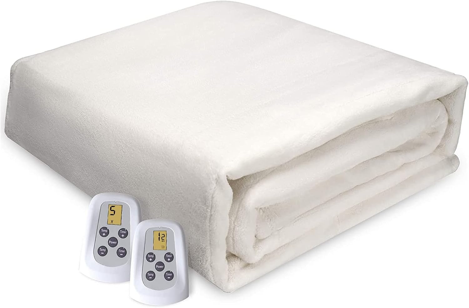 image:imageSUNVIVI Heated Electric Blanket Queen Size Dual Control 10 Heat Settings 12 Hours Auto Off Machine Washable ETL Certified Overheating Protection Grey 84x90 InchWhite
