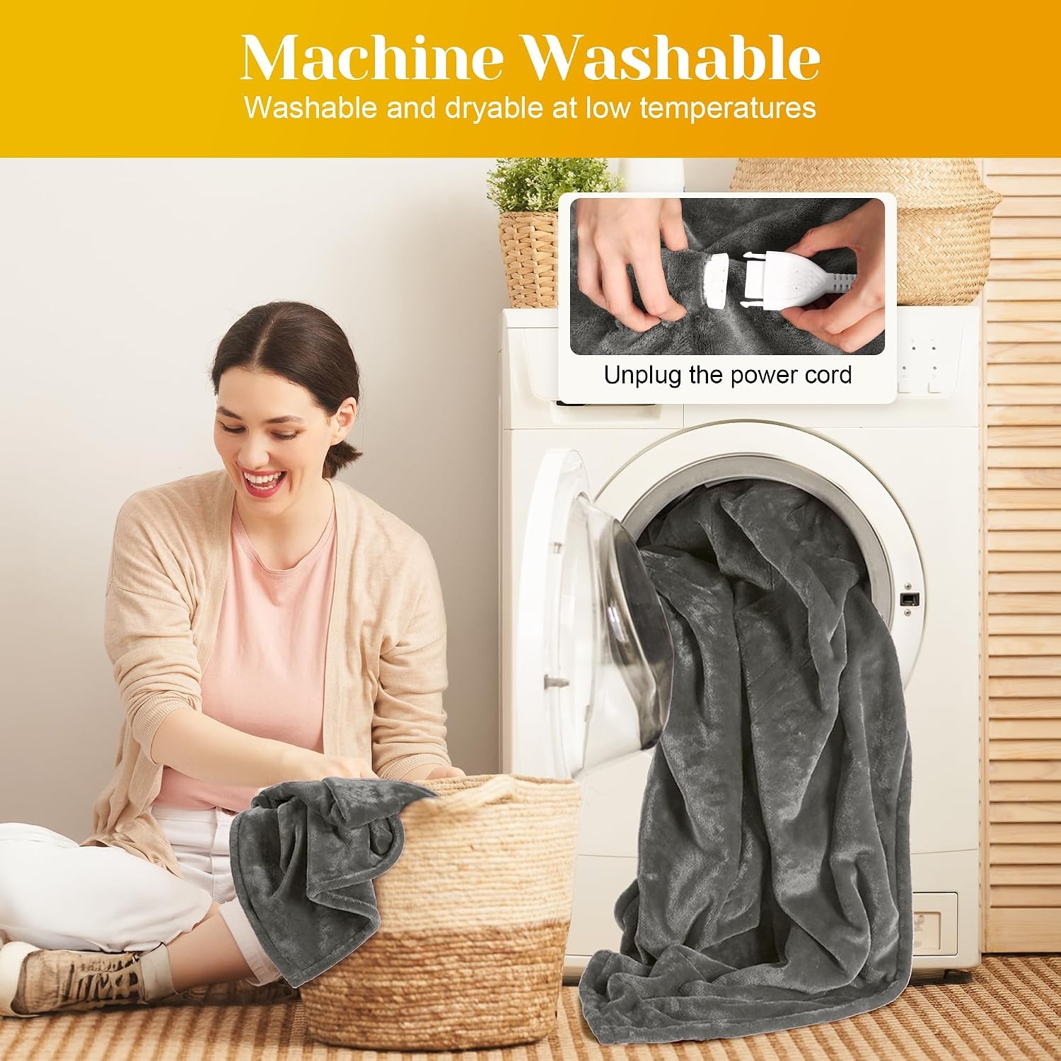 image:imageSUNVIVI Heated Electric Blanket Queen Size Dual Control 10 Heat Settings 12 Hours Auto Off Machine Washable ETL Certified Overheating Protection Grey 84x90 InchGrey