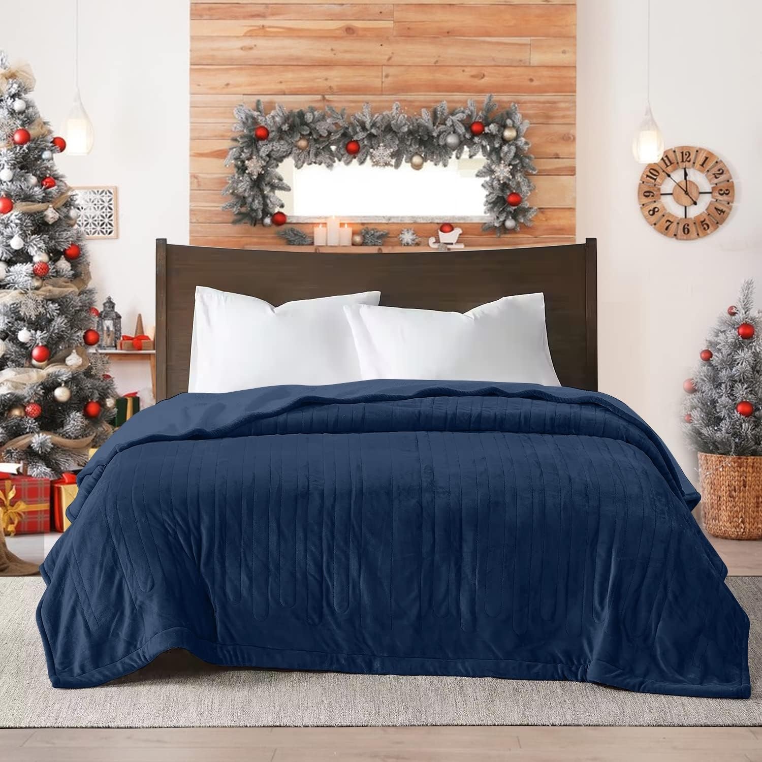 image:imageSUNVIVI Heated Electric Blanket Queen Size Dual Control 10 Heat Settings 12 Hours Auto Off Machine Washable ETL Certified Overheating Protection Grey 84x90 InchBlue