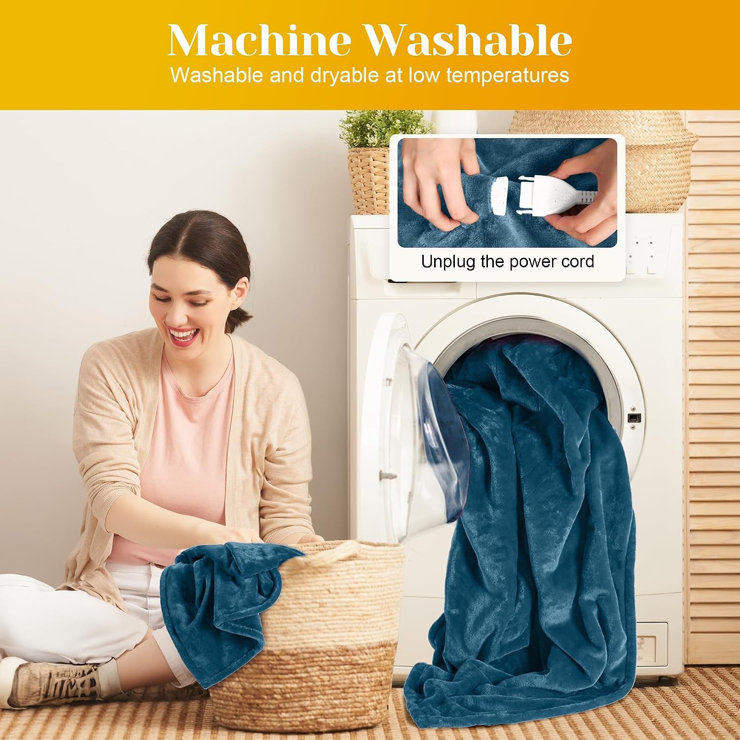 image:imageSUNVIVI Heated Electric Blanket Queen Size Dual Control 10 Heat Settings 12 Hours Auto Off Machine Washable ETL Certified Overheating Protection Grey 84x90 InchBlue