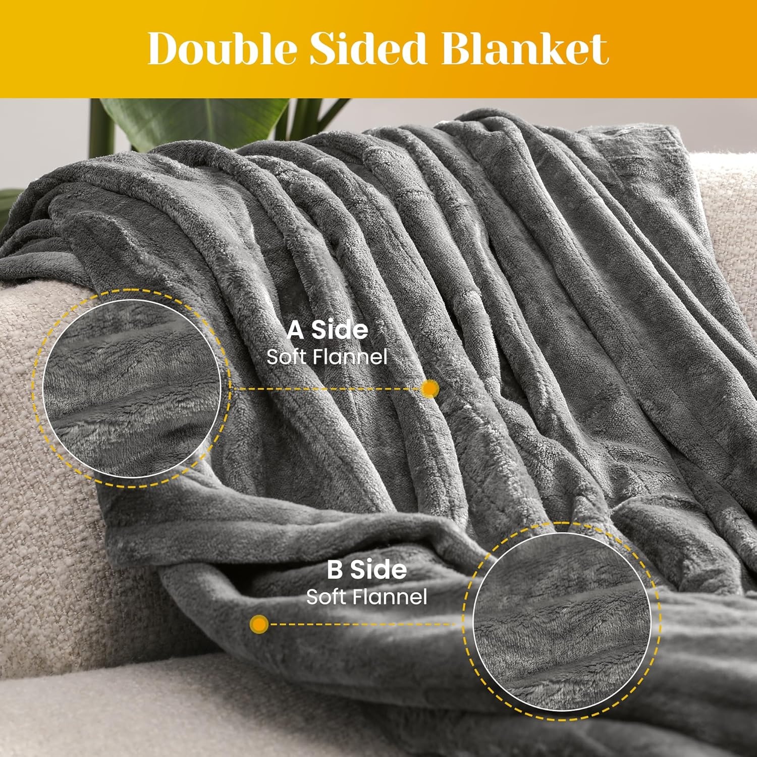 image:imageSUNVIVI Heated Electric Blanket Queen Size Dual Control 10 Heat Settings 12 Hours Auto Off Machine Washable ETL Certified Overheating Protection Grey 84x90 InchGrey