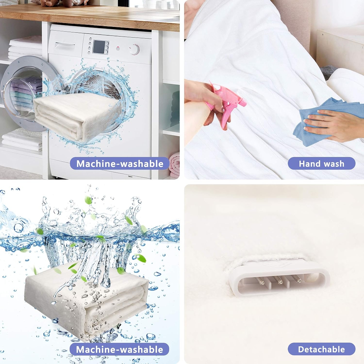 image:imageSUNVIVI Heated Electric Blanket Queen Size Dual Control 10 Heat Settings 12 Hours Auto Off Machine Washable ETL Certified Overheating Protection Grey 84x90 InchWhite