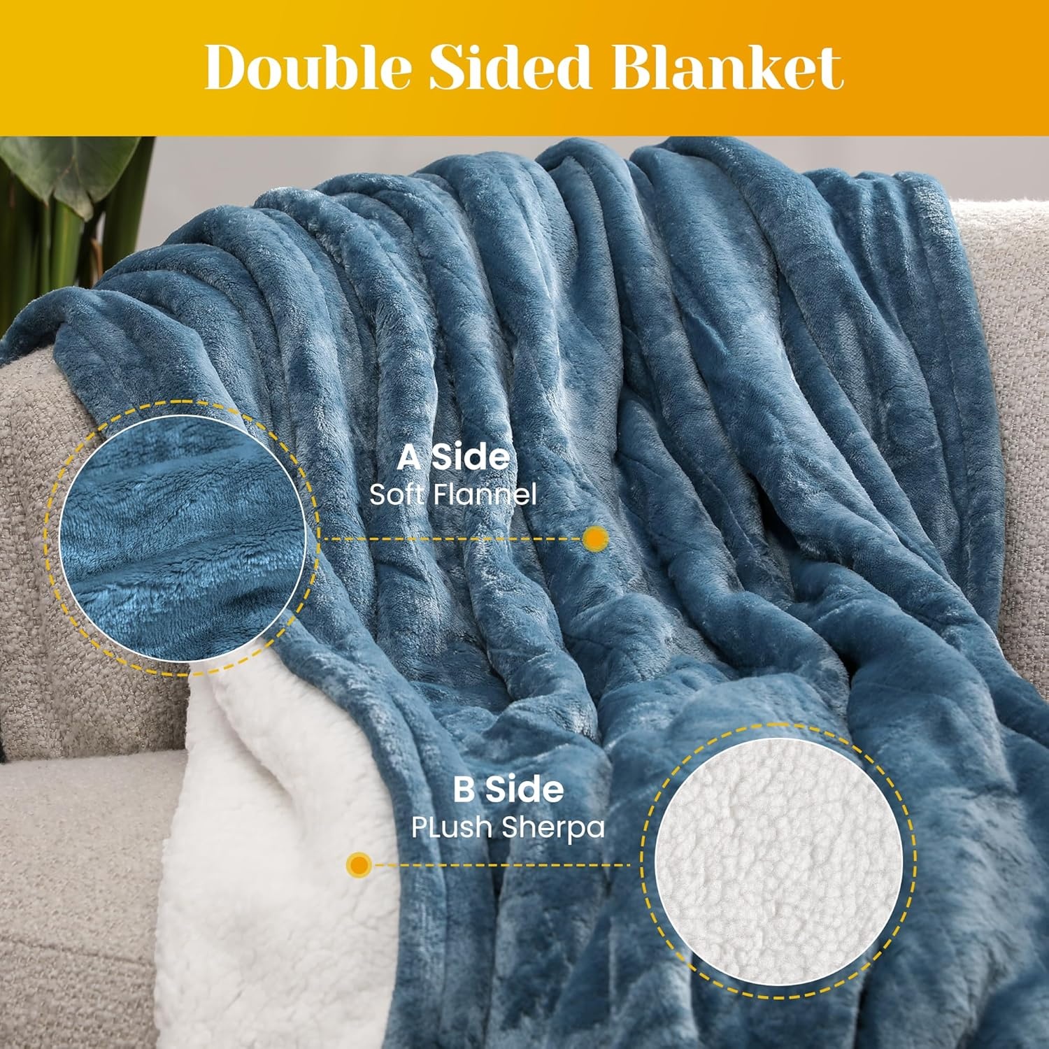 image:imageSUNVIVI Heated Electric Blanket Queen Size Dual Control 10 Heat Settings 12 Hours Auto Off Machine Washable ETL Certified Overheating Protection Grey 84x90 InchBlue