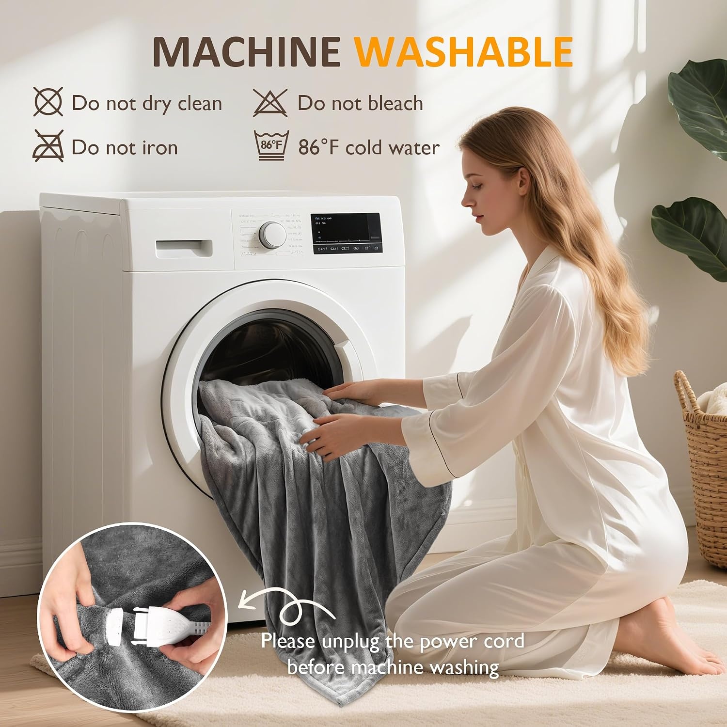 image:imageSUNVIVI Heated Electric Blanket Queen Size Dual Control 10 Heat Settings 12 Hours Auto Off Machine Washable ETL Certified Overheating Protection Grey 84x90 InchGrey Flannel White Sherpa