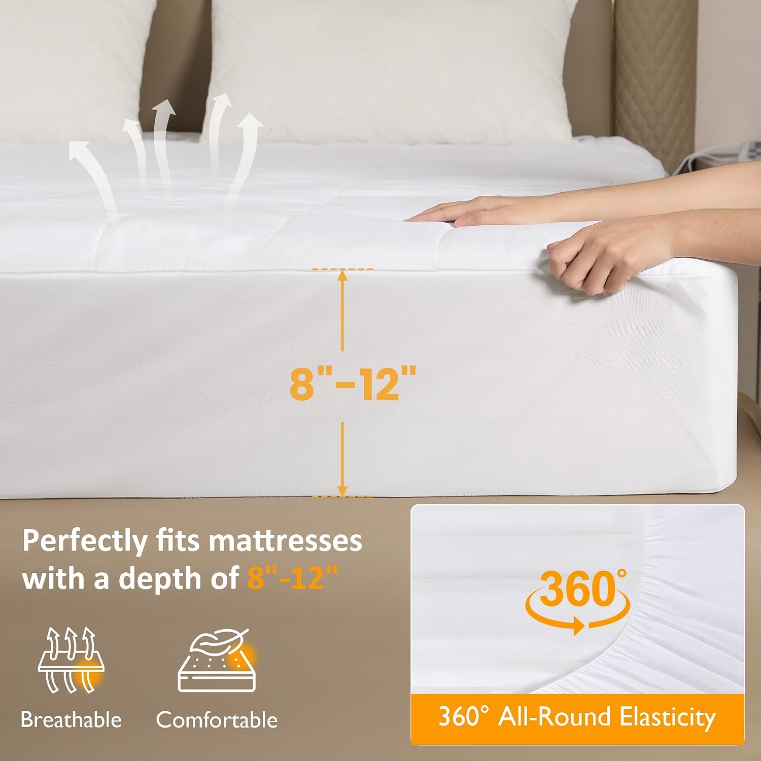image:imageSUNVIVI King Size Heated Mattress Electric Bed Mattress Pad with 12Hour Timer amp 10 Heat Settings Full Bed Warmer with Dual Controller Machine Washable 78 x 80King