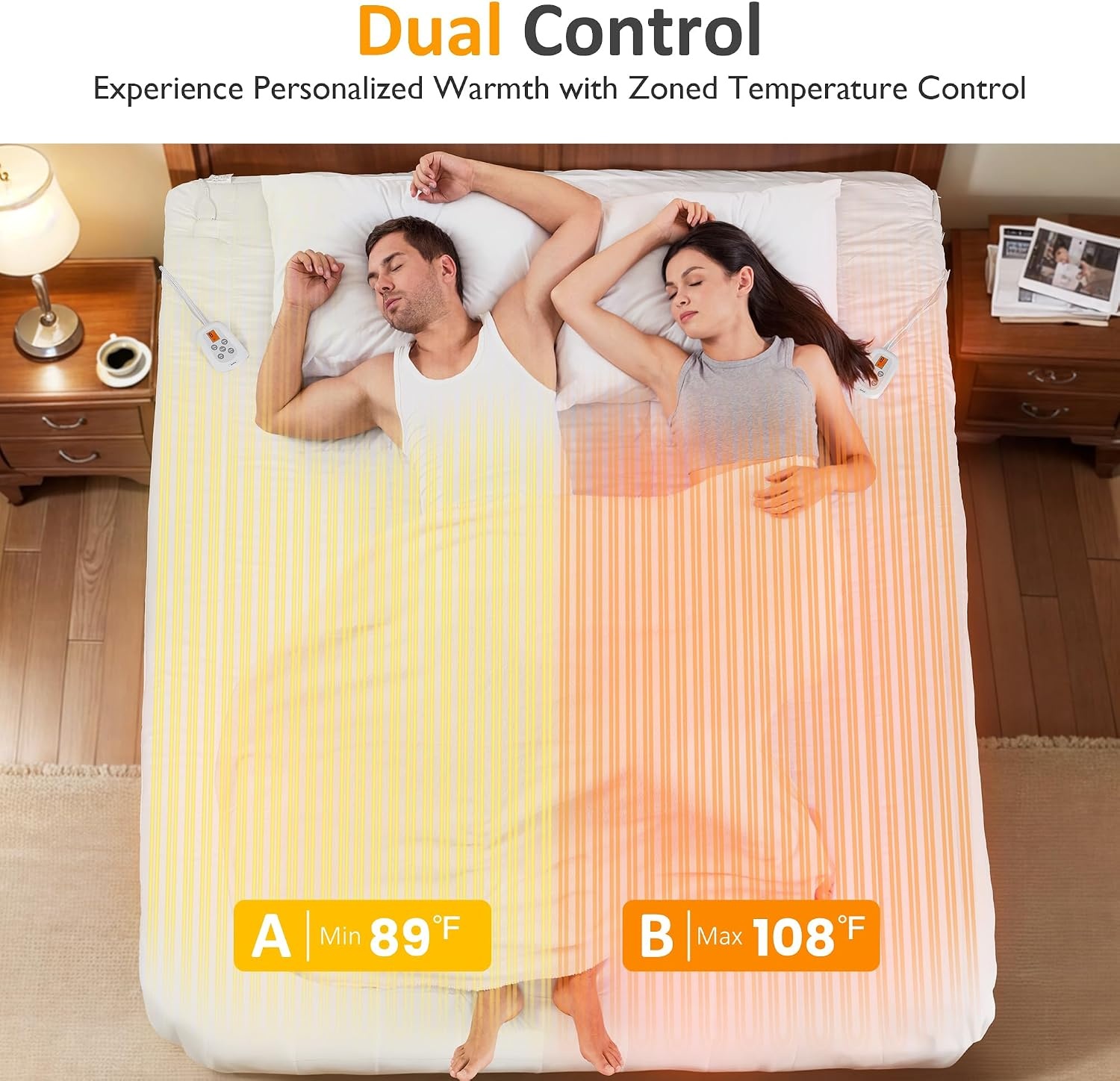 image:imageSUNVIVI King Size Heated Mattress Electric Bed Mattress Pad with 12Hour Timer amp 10 Heat Settings Full Bed Warmer with Dual Controller Machine Washable 78 x 80Queen