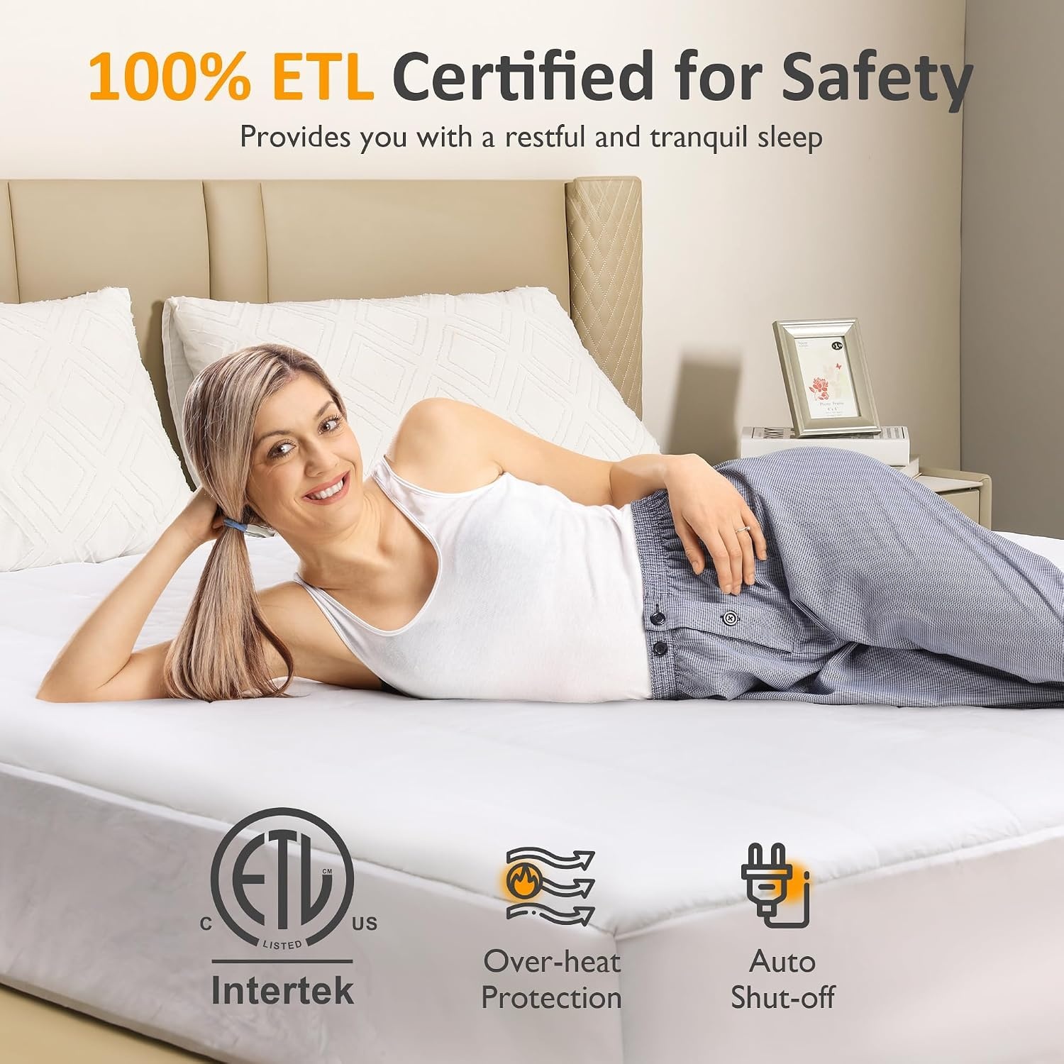 image:imageSUNVIVI King Size Heated Mattress Electric Bed Mattress Pad with 12Hour Timer amp 10 Heat Settings Full Bed Warmer with Dual Controller Machine Washable 78 x 80Queen