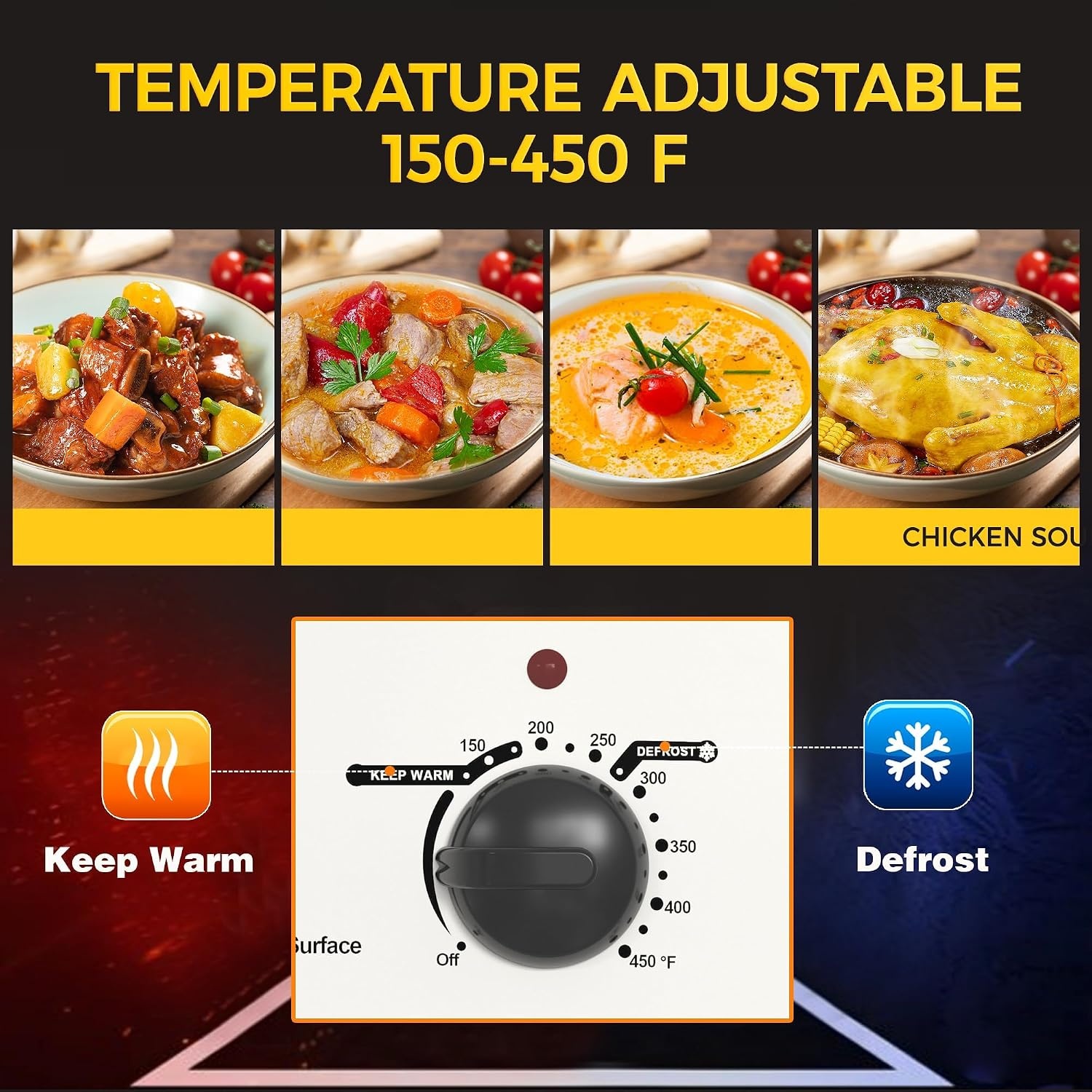 image:imageSUNVIVI OUTDOOR 18 QT Electric Roaster Oven with Viewing LidTurkey Roaster with Unique DefrostWarm FunctionLarge Removable Pan and CoolTouch Handles Stainless Steel WhiteWhite