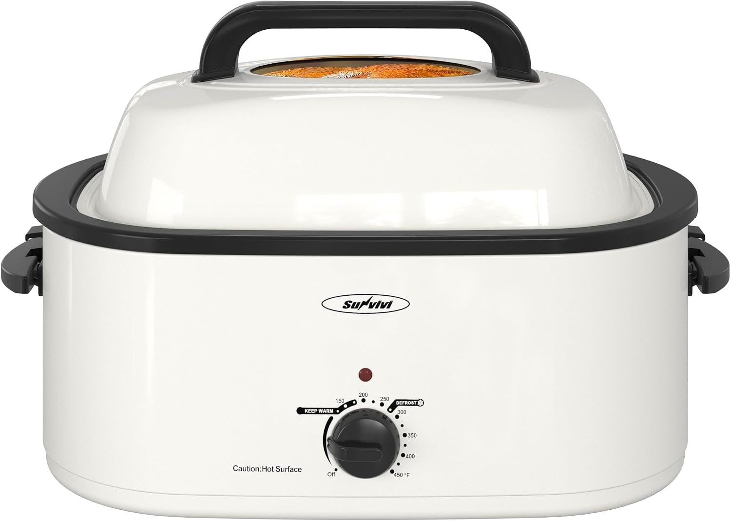 image:imageSUNVIVI OUTDOOR 18 QT Electric Roaster Oven with Viewing LidTurkey Roaster with Unique DefrostWarm FunctionLarge Removable Pan and CoolTouch Handles Stainless Steel WhiteWhite