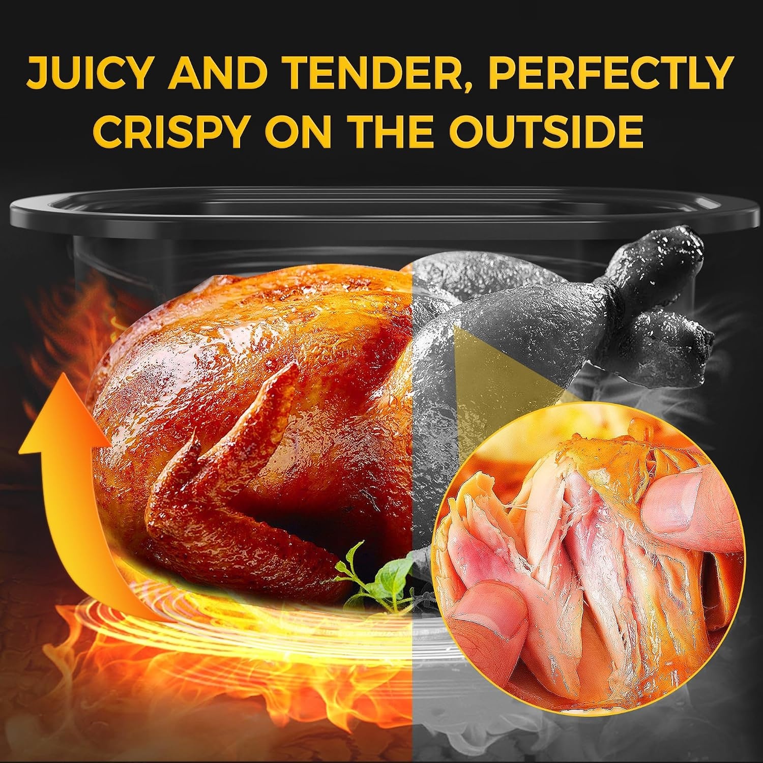 image:imageSUNVIVI OUTDOOR 18 QT Electric Roaster Oven with Viewing LidTurkey Roaster with Unique DefrostWarm FunctionLarge Removable Pan and CoolTouch Handles Stainless Steel WhiteSilver