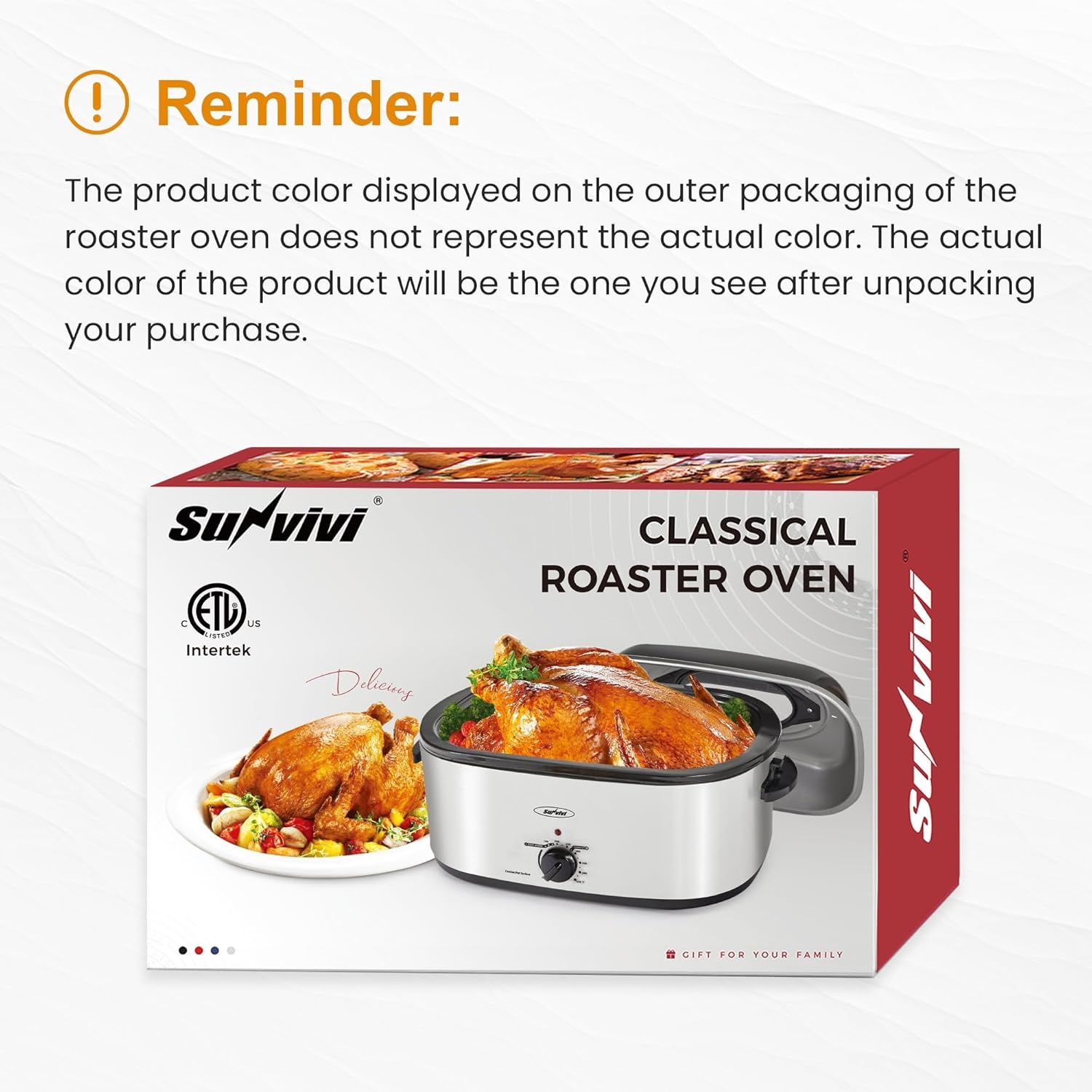 image:imageSUNVIVI OUTDOOR 18 QT Electric Roaster Oven with Viewing LidTurkey Roaster with Unique DefrostWarm FunctionLarge Removable Pan and CoolTouch Handles Stainless Steel WhiteWhite