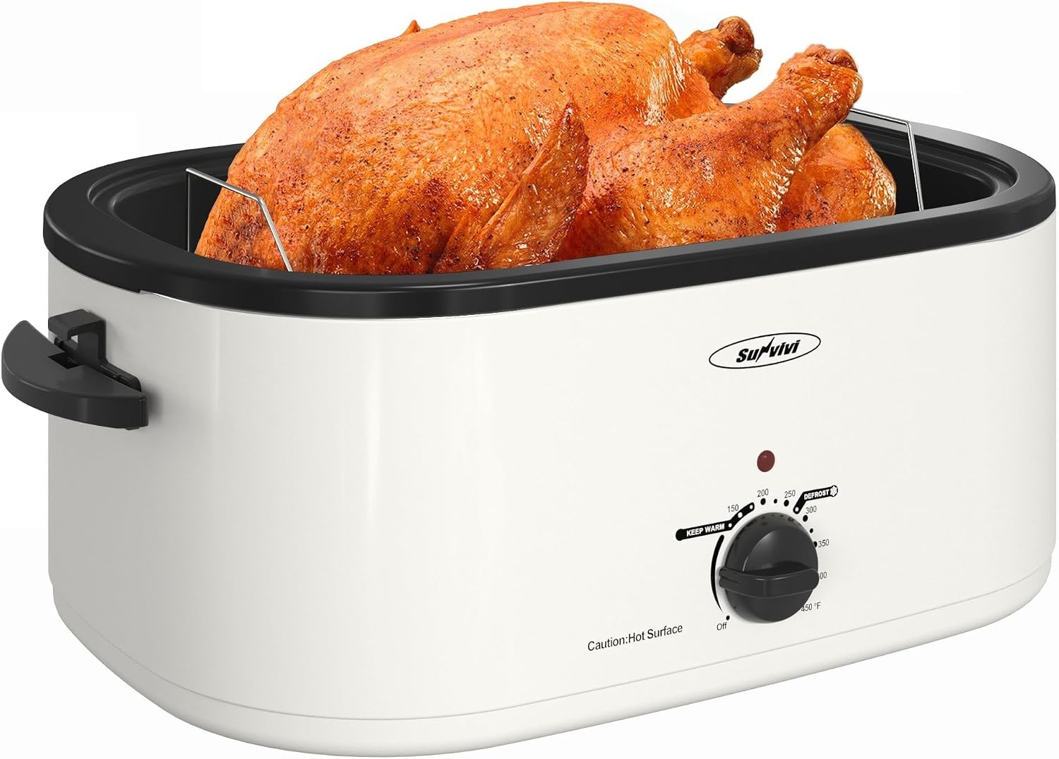 image:imageSUNVIVI OUTDOOR 18 QT Electric Roaster Oven with Viewing LidTurkey Roaster with Unique DefrostWarm FunctionLarge Removable Pan and CoolTouch Handles Stainless Steel WhiteWhite