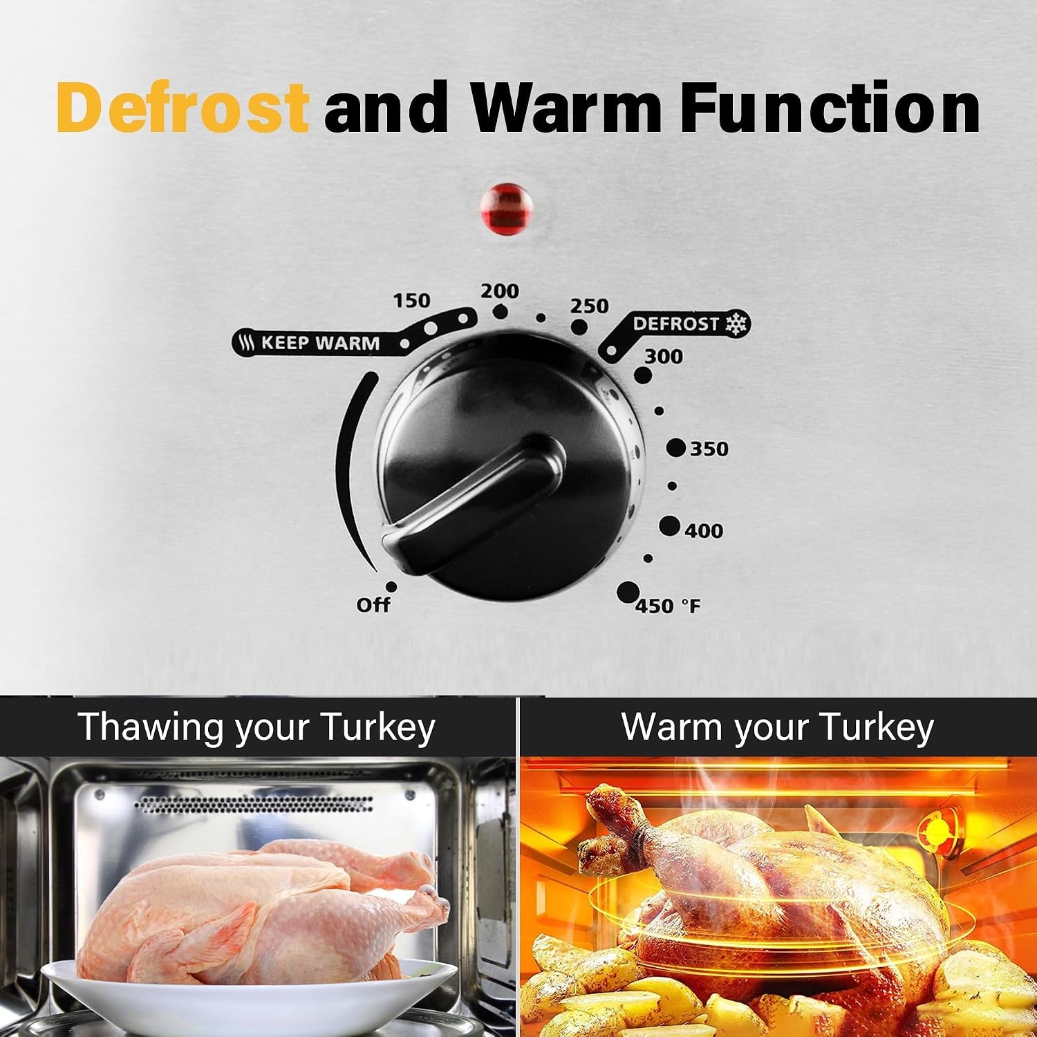 image:imageSUNVIVI OUTDOOR 18 QT Electric Roaster Oven with Viewing LidTurkey Roaster with Unique DefrostWarm FunctionLarge Removable Pan and CoolTouch Handles Stainless Steel WhiteSilver