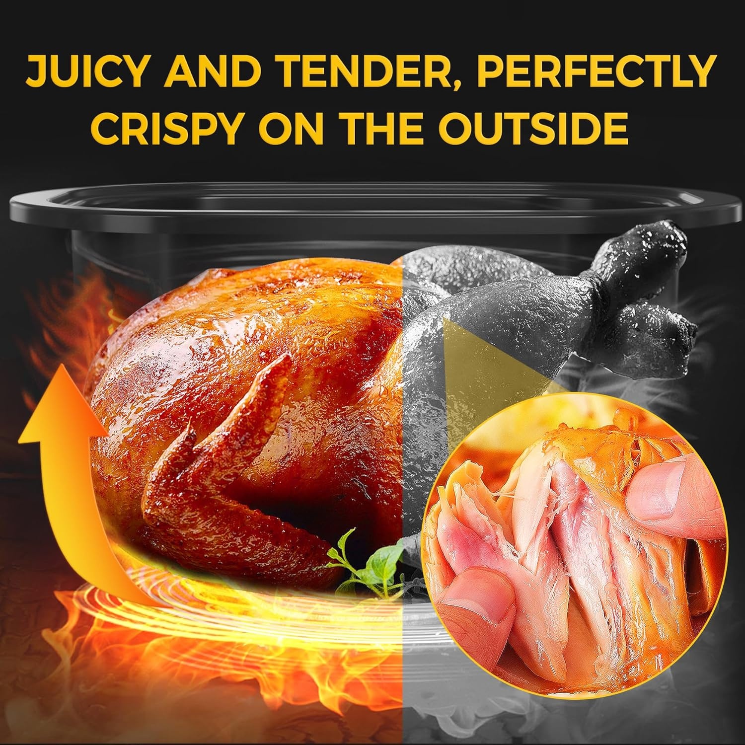 image:imageSUNVIVI OUTDOOR 18 QT Electric Roaster Oven with Viewing LidTurkey Roaster with Unique DefrostWarm FunctionLarge Removable Pan and CoolTouch Handles Stainless Steel WhiteSilver
