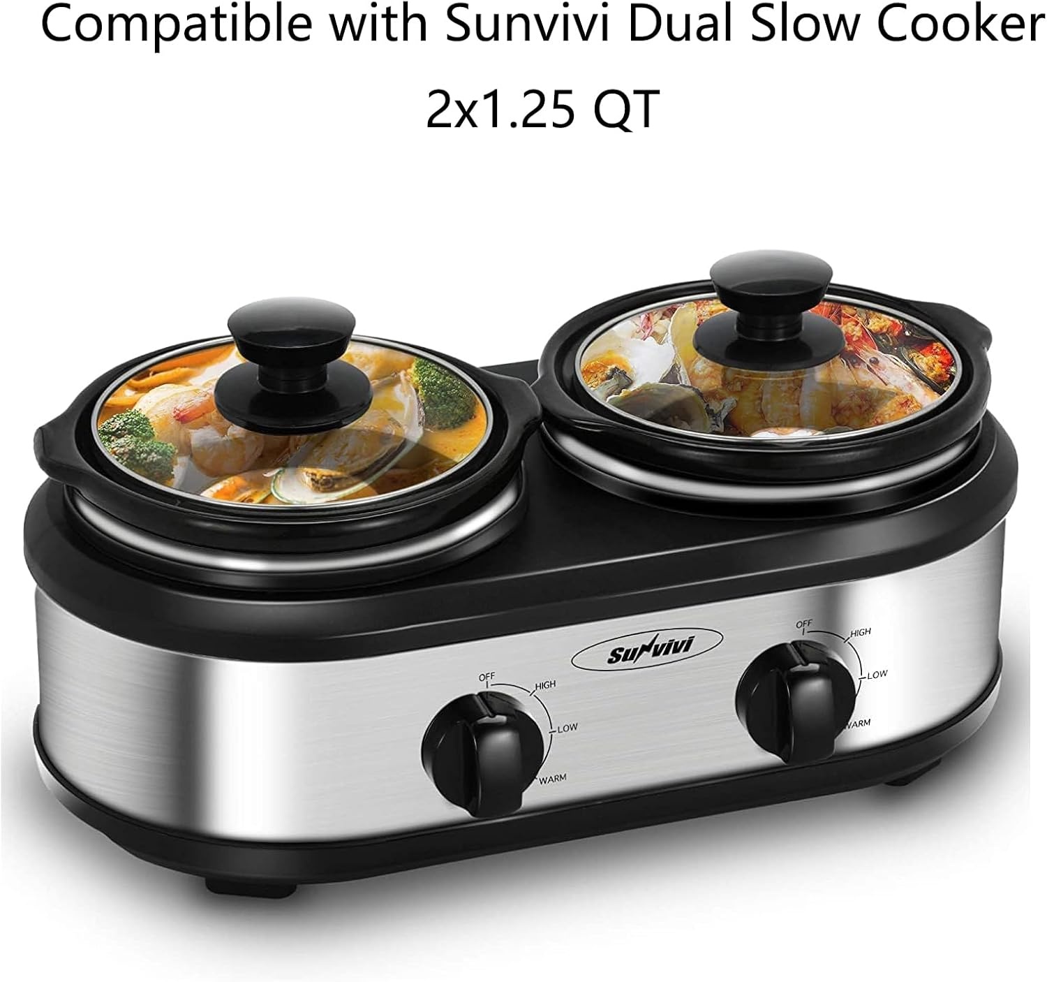 image:imageSunvivi 125Qt Tempered Glass Lid Replacement for Sunvivi Dual Slow Cooker Cover Clear Dishwasher Safe