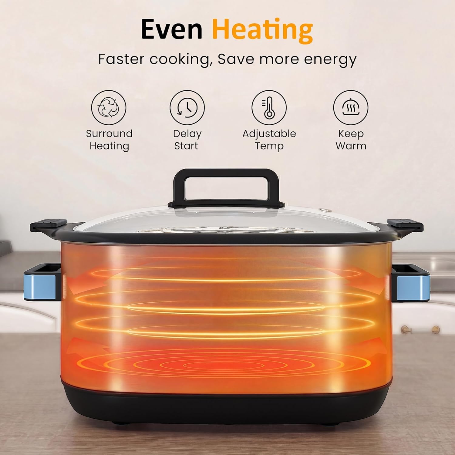 image:imageSunvivi 12in1 Multi Cooker 65QT Programmable Slow Cooker with Timer amp Temp Control Auto Warm Setting Delay Start Dishwasher Safe Lid amp Removable Nonstick Crock Stainless Steel Rack SliverBlue