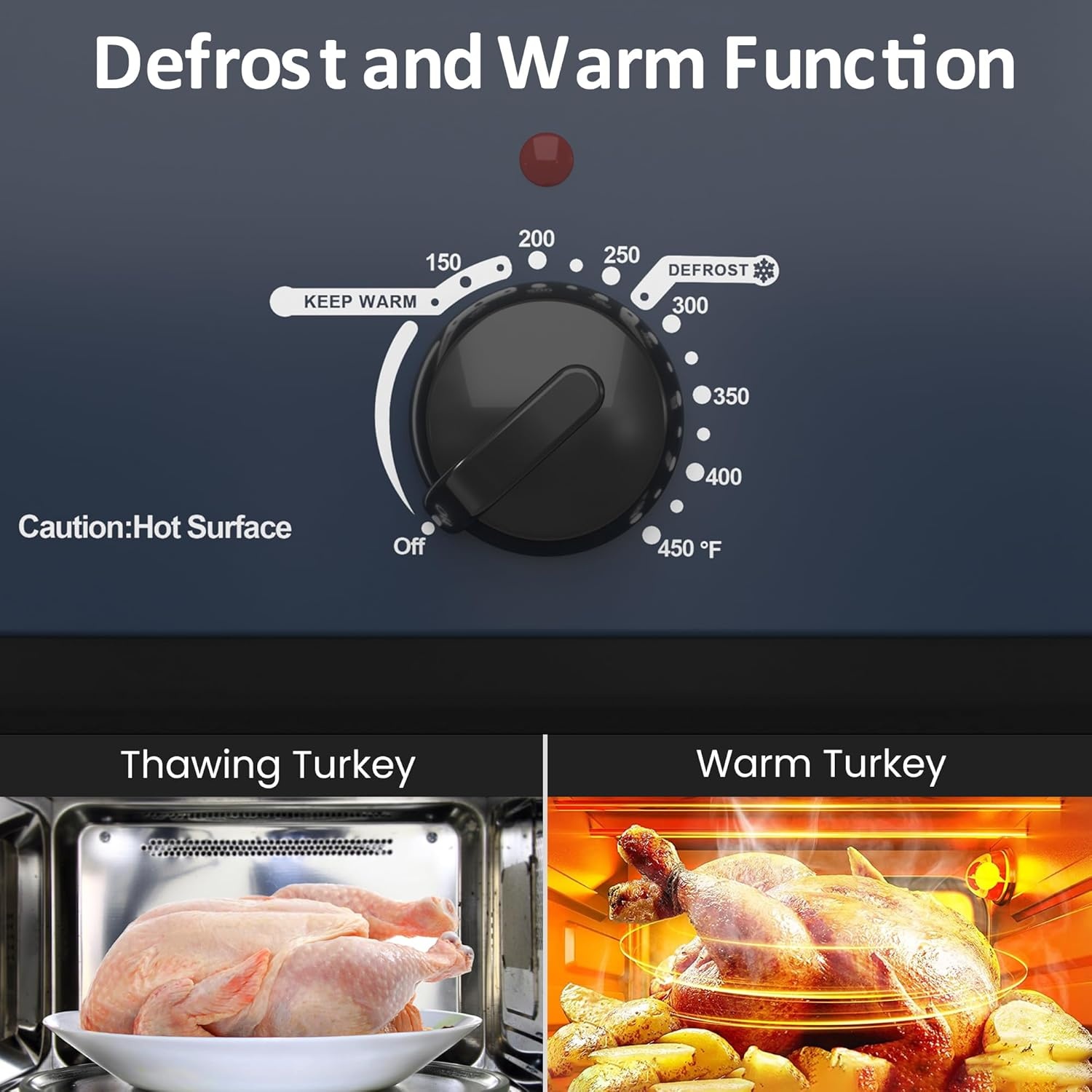image:imageSunvivi 24 QT Electric Roaster Oven with SelfBasting Lid 3 Compartments and Keep Warm Function FullRange Temperature Control 150450F Stainless SteelBlue