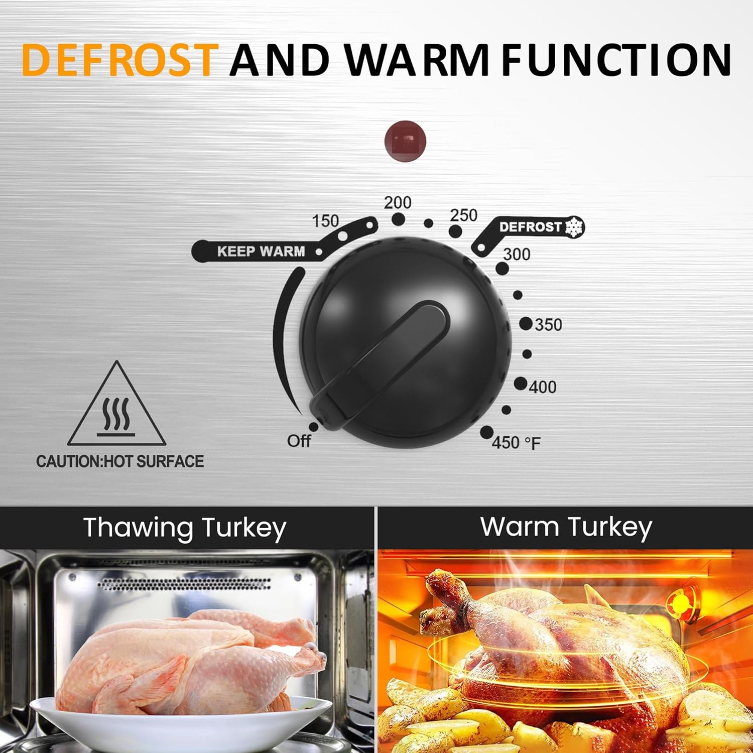 image:imageSunvivi 24 QT Electric Roaster Oven with SelfBasting Lid 3 Compartments and Keep Warm Function FullRange Temperature Control 150450F Stainless SteelSilver