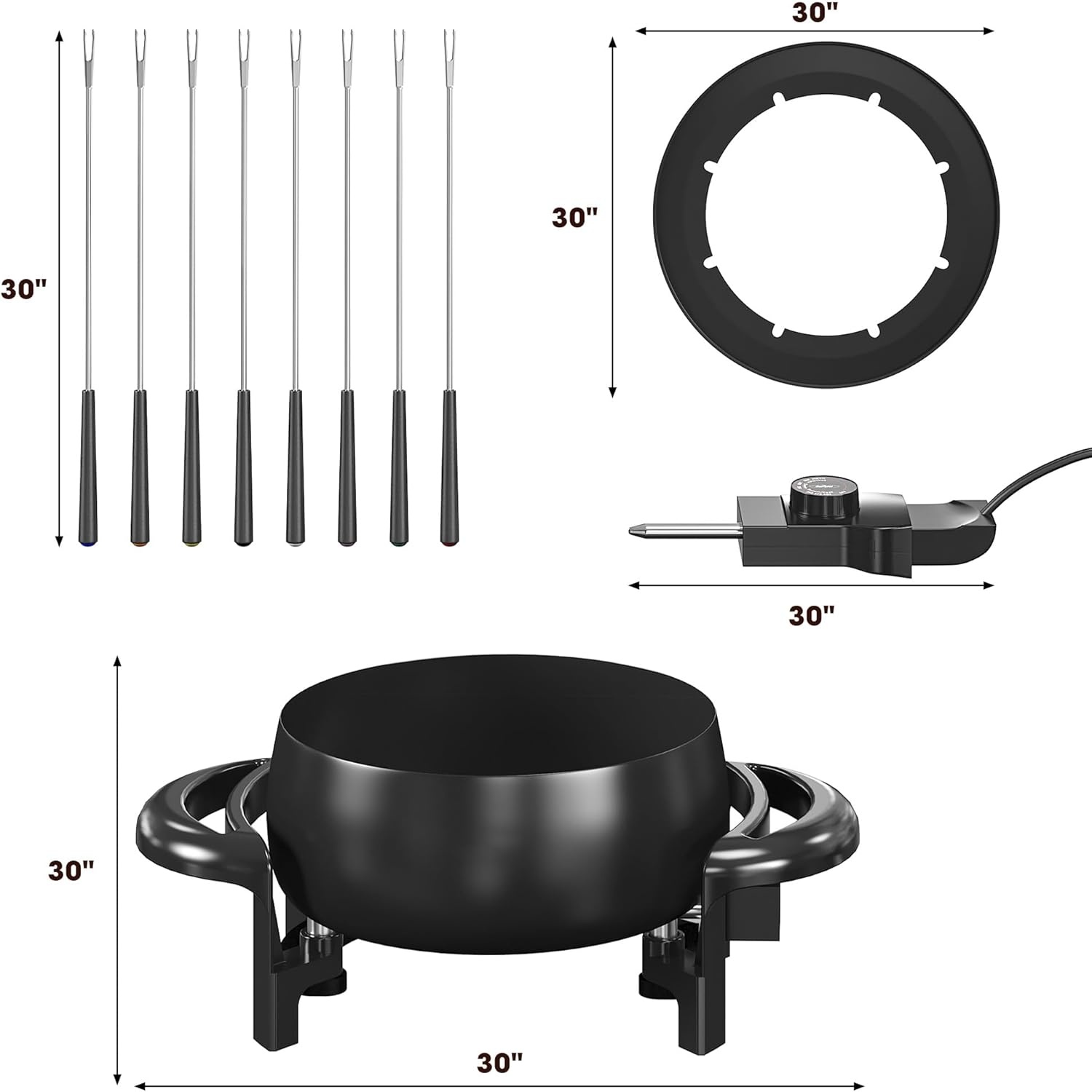 image:imageSunvivi 3 Quart Electric Fondue Pot Set for Melting Chocolate Cheese with Adjustable Temperature Control and 8 ColorCoded Forks 1000W NonStick Fondue Maker for Dessert Oil and Broth