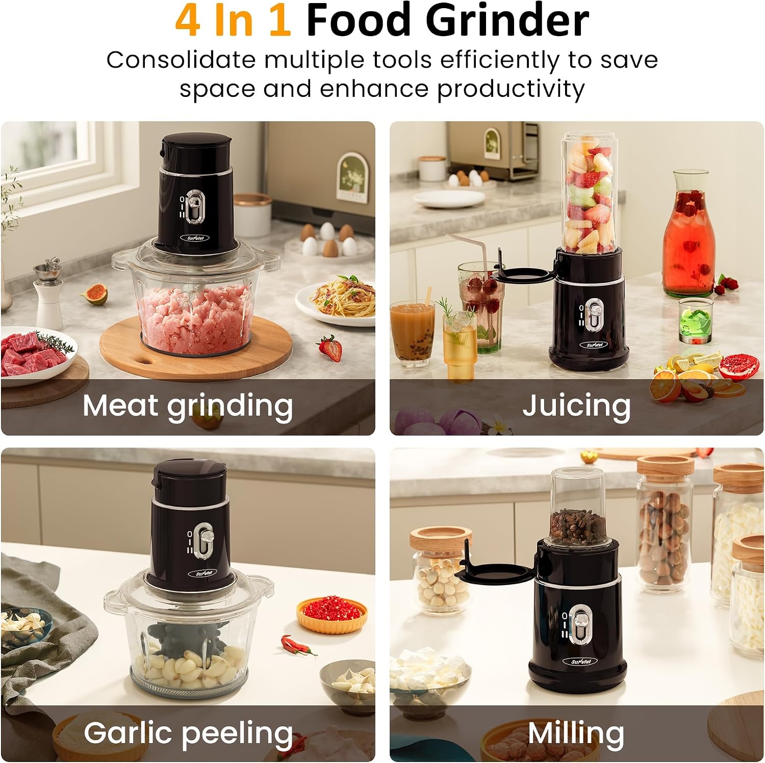 image:imageSunvivi 4 in 1 Blender and Food processor Combo Electric Food Chopper