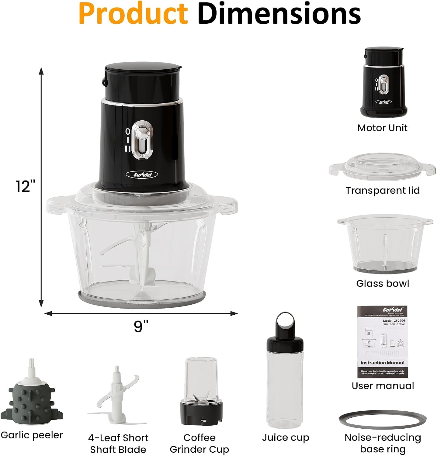 image:imageSunvivi 4 in 1 Blender and Food processor Combo Electric Food Chopper