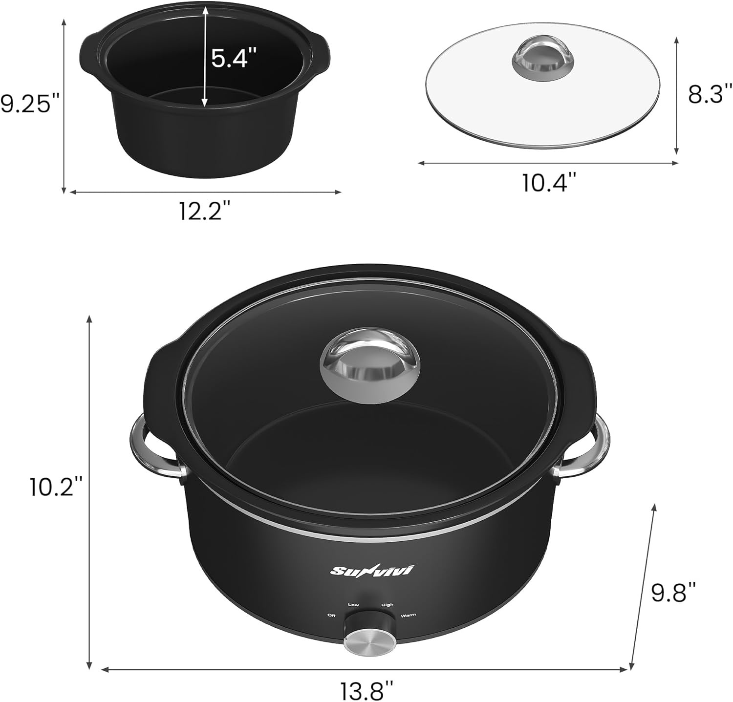 image:imageSunvivi 4QT Programmable Slow Cooker with Locking Lid Removable Ceramic Pot 3 Heating Settings amp Timer DishwasherSafe Stainless SteelBlack