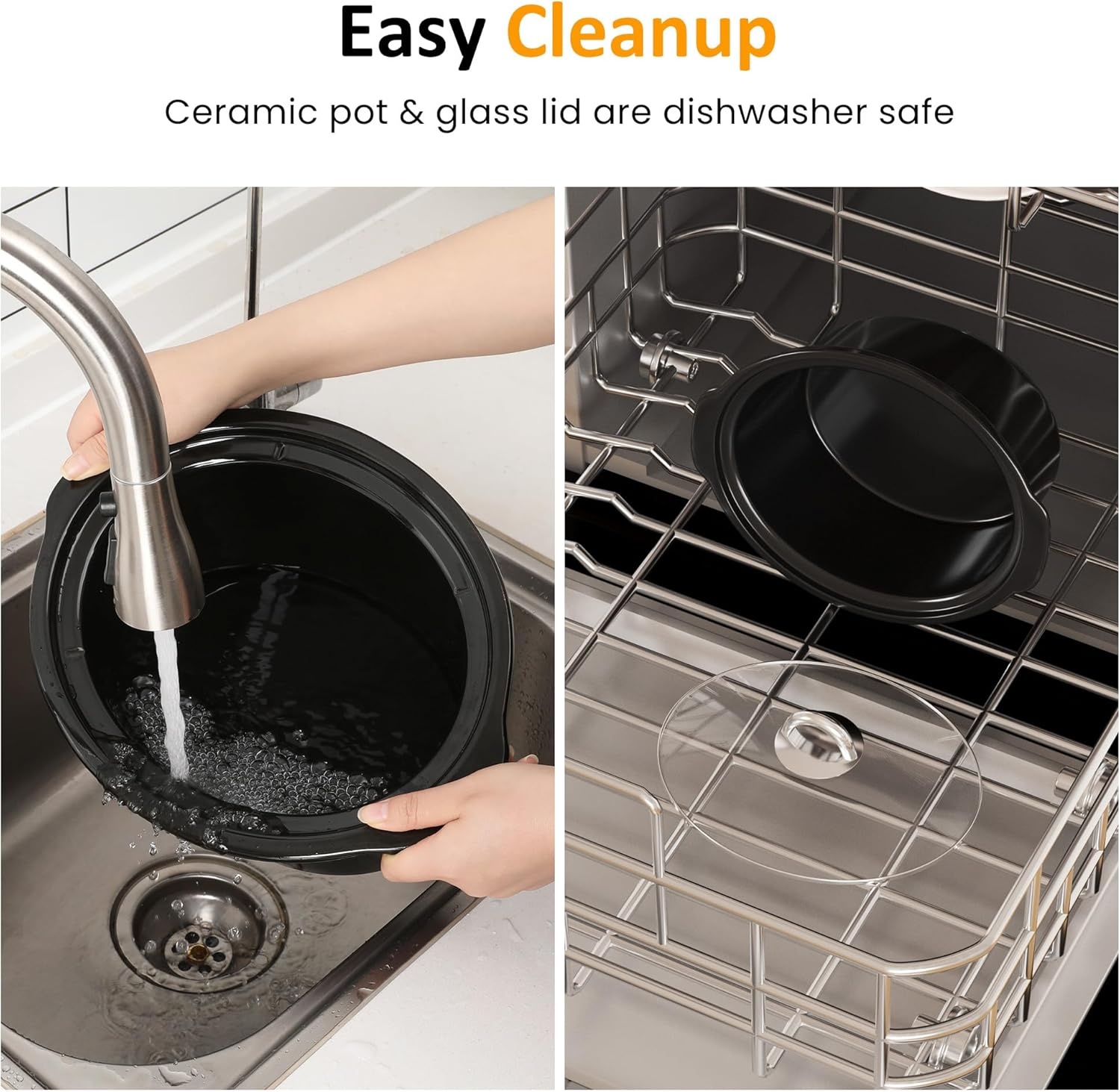 image:imageSunvivi 4QT Programmable Slow Cooker with Locking Lid Removable Ceramic Pot 3 Heating Settings amp Timer DishwasherSafe Stainless SteelBlack
