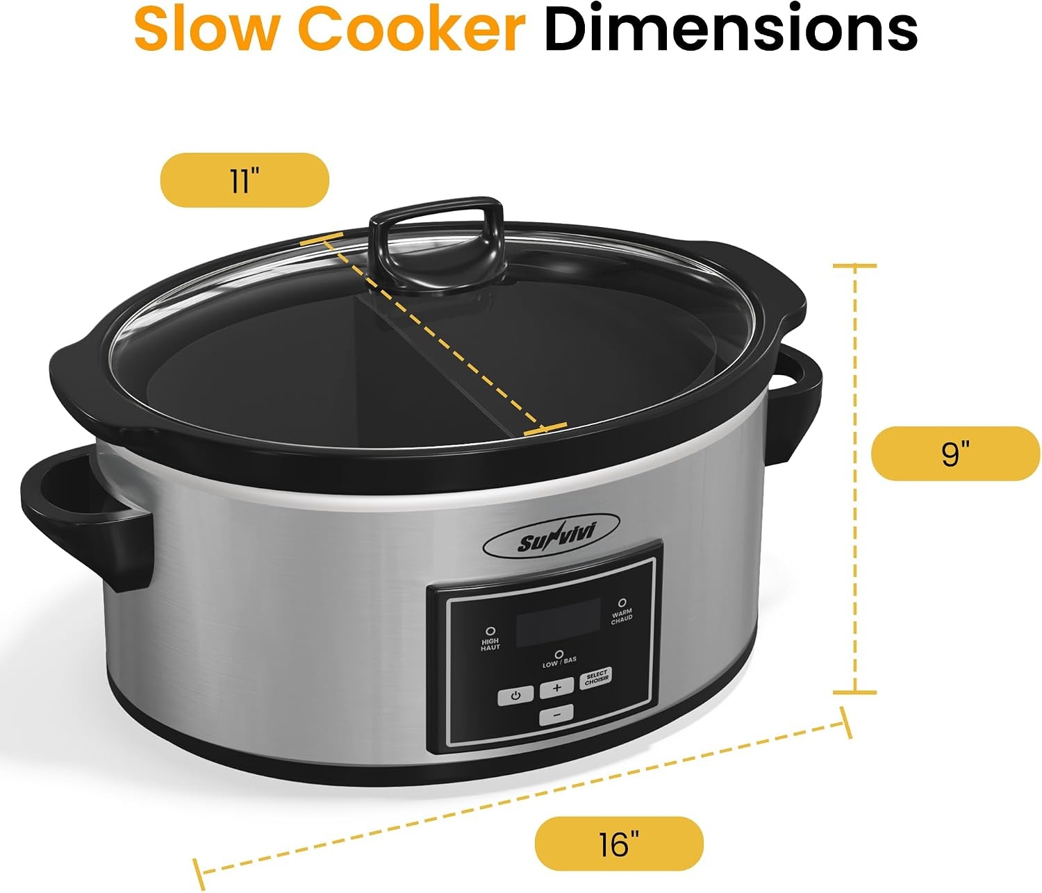 image:imageSunvivi 4QT Programmable Slow Cooker with Locking Lid Removable Ceramic Pot 3 Heating Settings amp Timer DishwasherSafe Stainless SteelSilver