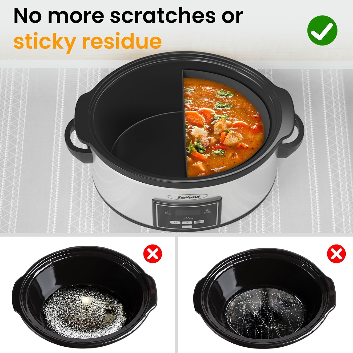 image:imageSunvivi 4QT Programmable Slow Cooker with Locking Lid Removable Ceramic Pot 3 Heating Settings amp Timer DishwasherSafe Stainless SteelSilver
