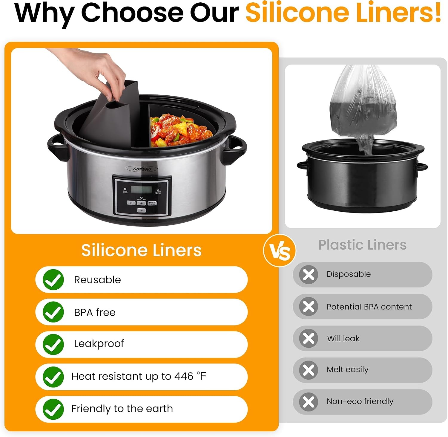 image:imageSunvivi 4QT Programmable Slow Cooker with Locking Lid Removable Ceramic Pot 3 Heating Settings amp Timer DishwasherSafe Stainless SteelSilver