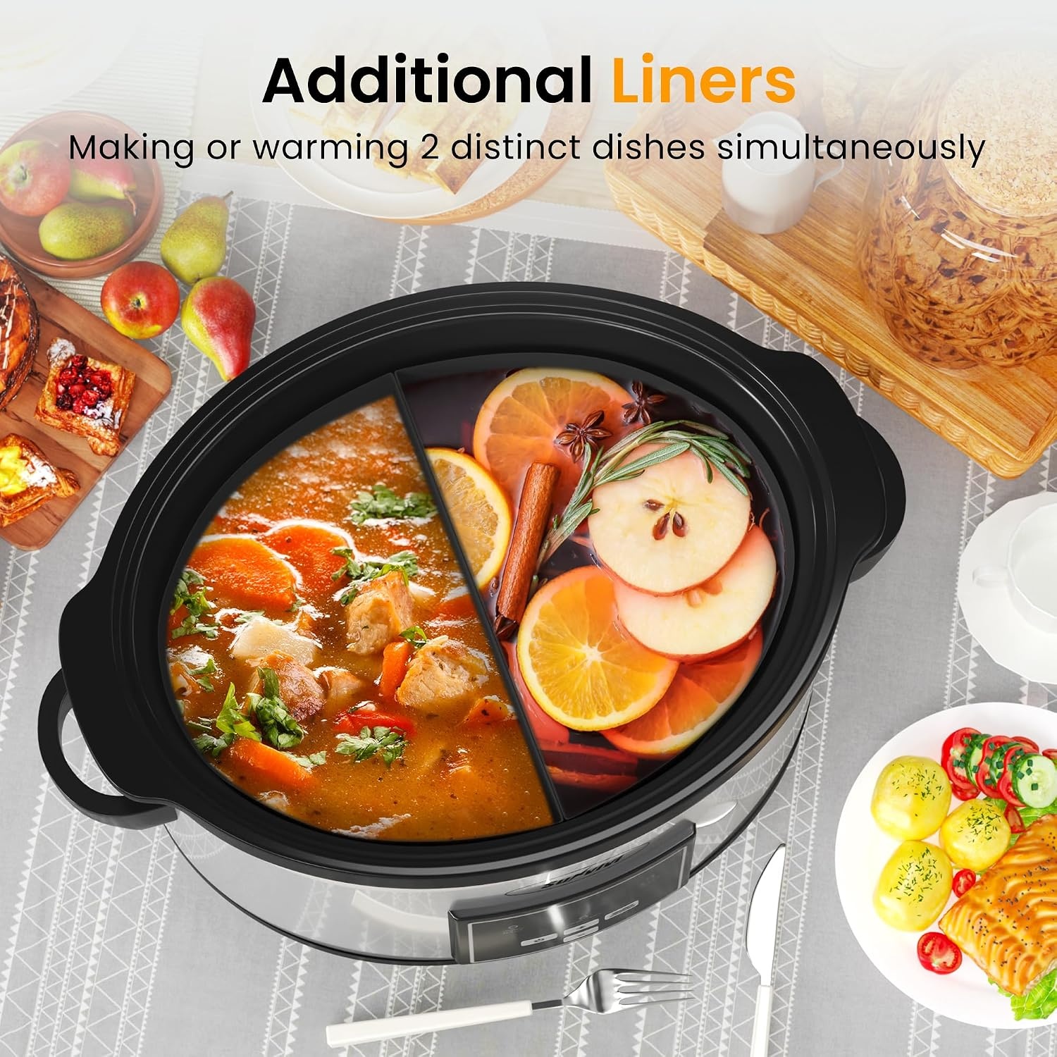 image:imageSunvivi 4QT Programmable Slow Cooker with Locking Lid Removable Ceramic Pot 3 Heating Settings amp Timer DishwasherSafe Stainless SteelSilver
