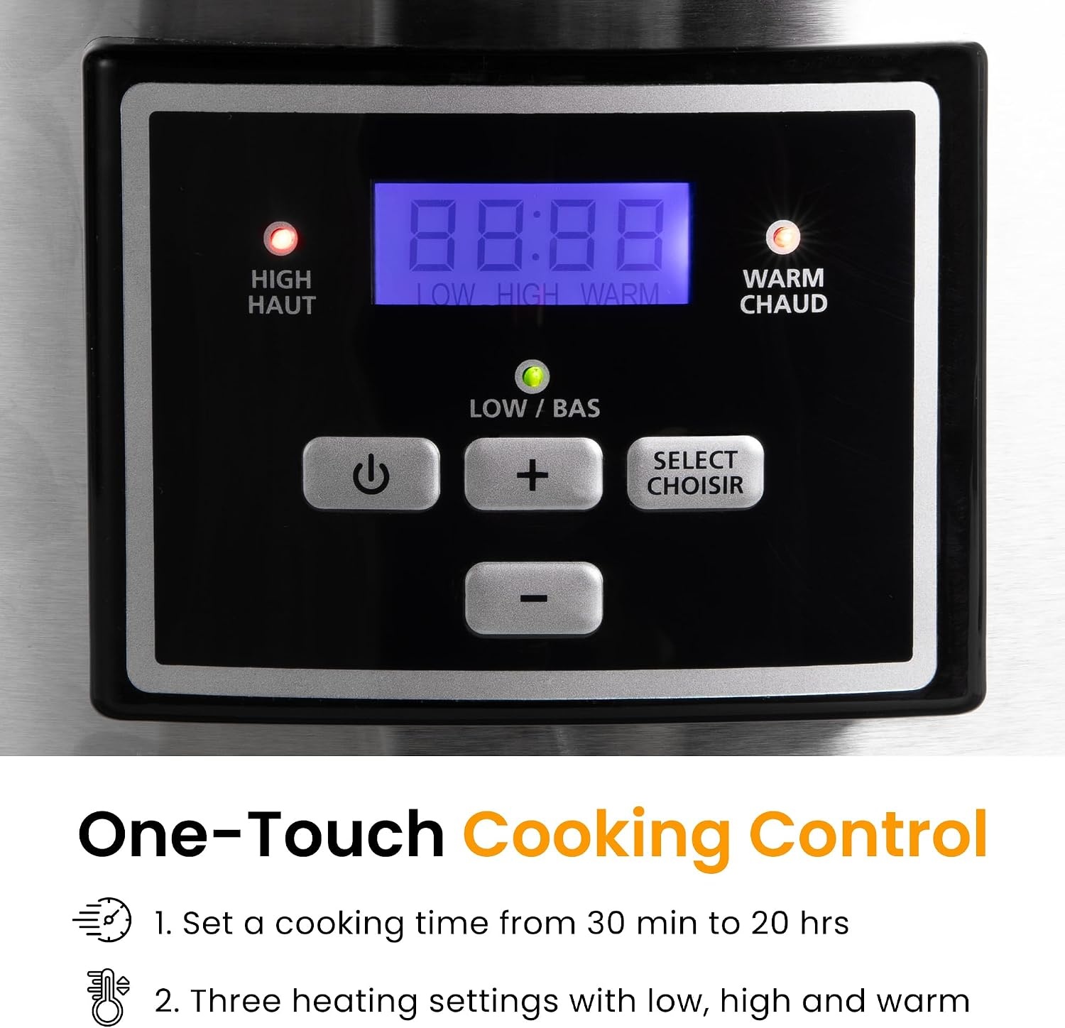 image:imageSunvivi 4QT Programmable Slow Cooker with Locking Lid Removable Ceramic Pot 3 Heating Settings amp Timer DishwasherSafe Stainless SteelSilver