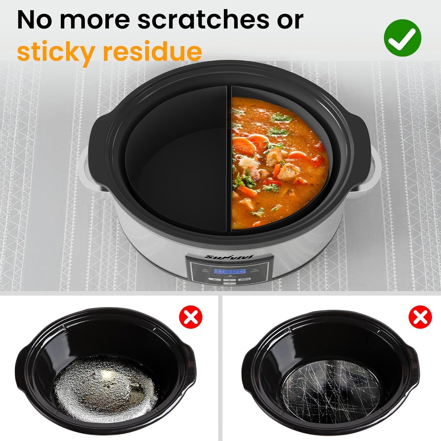 image:imageSunvivi 4QT Programmable Slow Cooker with Locking Lid Removable Ceramic Pot 3 Heating Settings amp Timer DishwasherSafe Stainless SteelSilver1