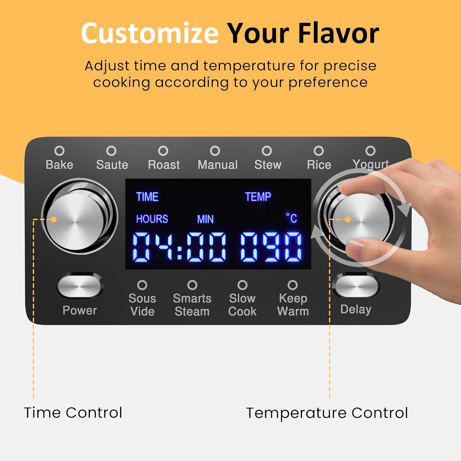 image:imageSunvivi 8 Quart Slow Cooker Roaster Oven 12 in 1 Programmable MultiCooker with Digital Timer Temp Control Keep Warm Removable Nonstick Aluminum Pot amp DishwasherSafe Glass Lid Stainless Steel