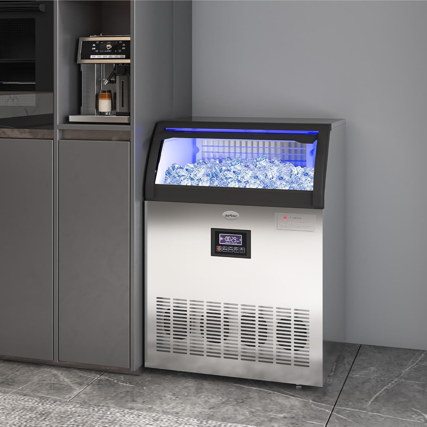 image:imageSunvivi Commercial Ice Maker Machine 265LBS24H 55LBS Storage Bin Stainless Steel Under Counter Ice Machine for Restaurants Bars and Home Use Includes Water Filter Scoop and Hose