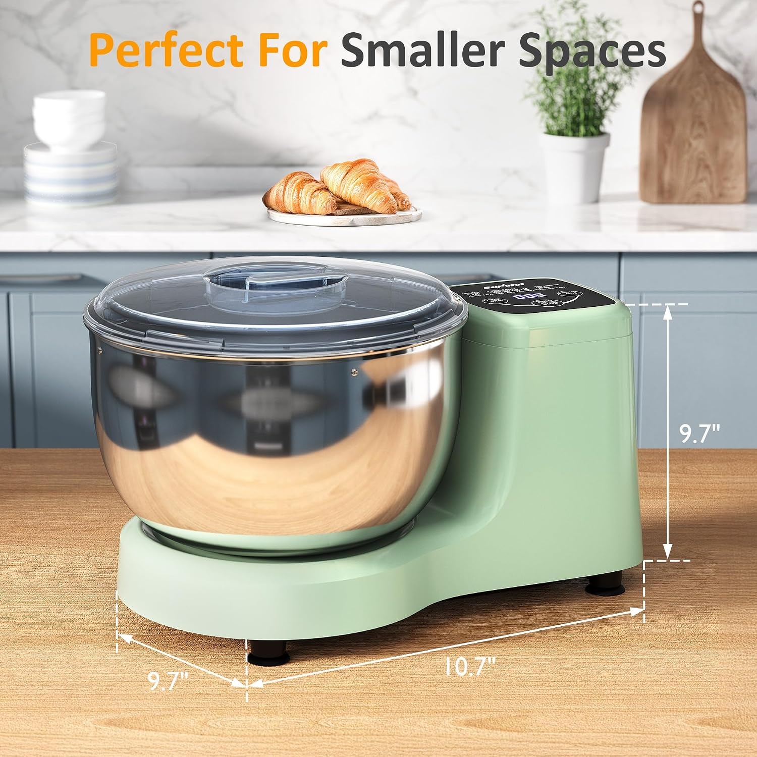 image:imageSunvivi Electric Dough Maker with Weighing Function 52QT Dough Mixer with Ferment Function Household Bread Maker Kitchen Flour Kneading Machine with Stainless Steel Bowl Faceup Touch Panel53 Quarts