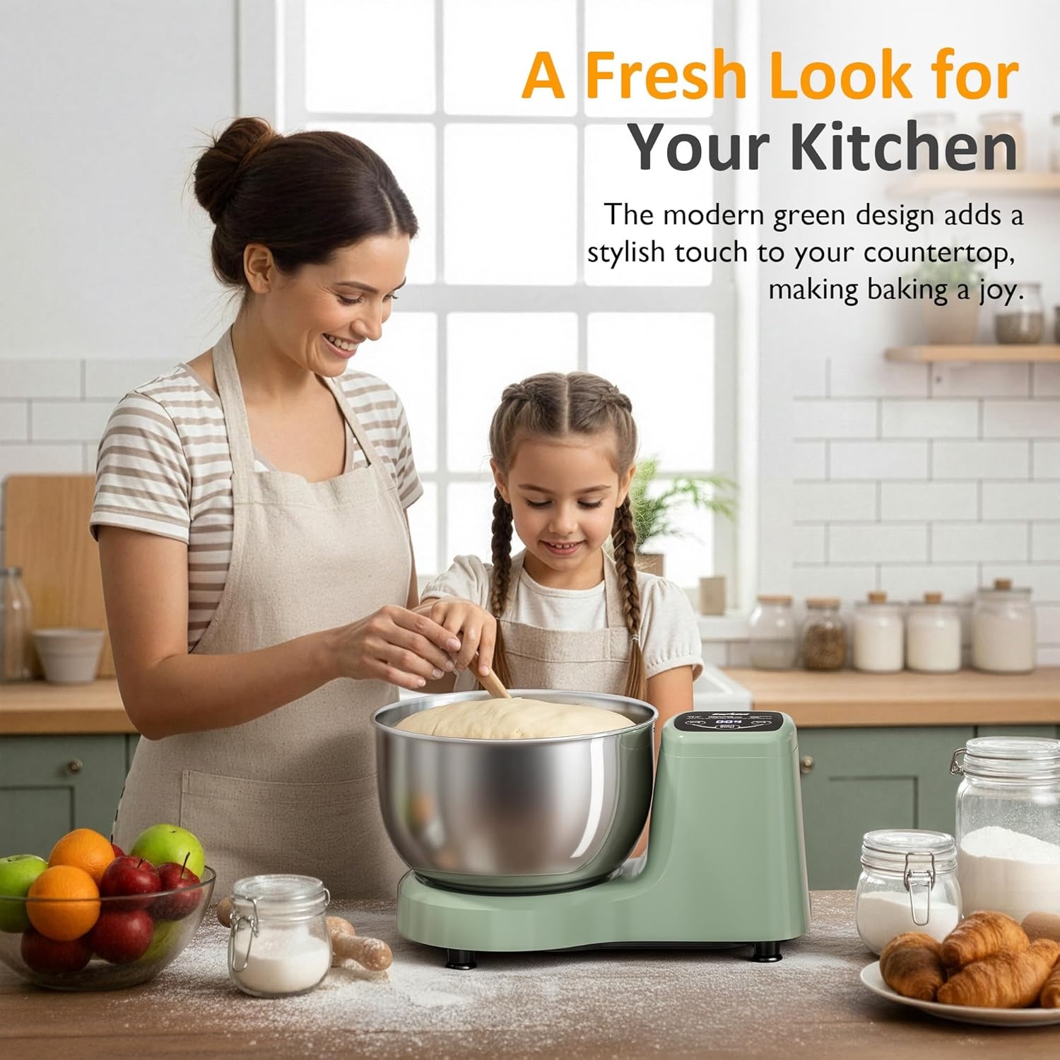 image:imageSunvivi Electric Dough Maker with Weighing Function 52QT Dough Mixer with Ferment Function Household Bread Maker Kitchen Flour Kneading Machine with Stainless Steel Bowl Faceup Touch Panel53 Quarts