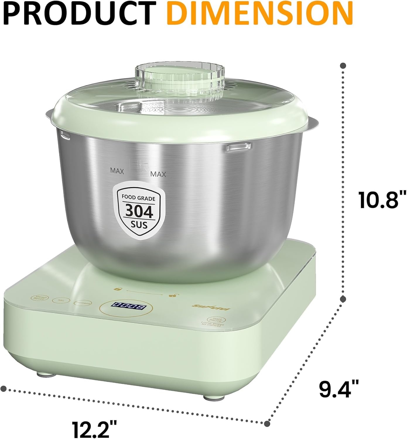 image:imageSunvivi Electric Dough Maker with Weighing Function 52QT Dough Mixer with Ferment Function Household Bread Maker Kitchen Flour Kneading Machine with Stainless Steel Bowl Faceup Touch Panel52 Quarts