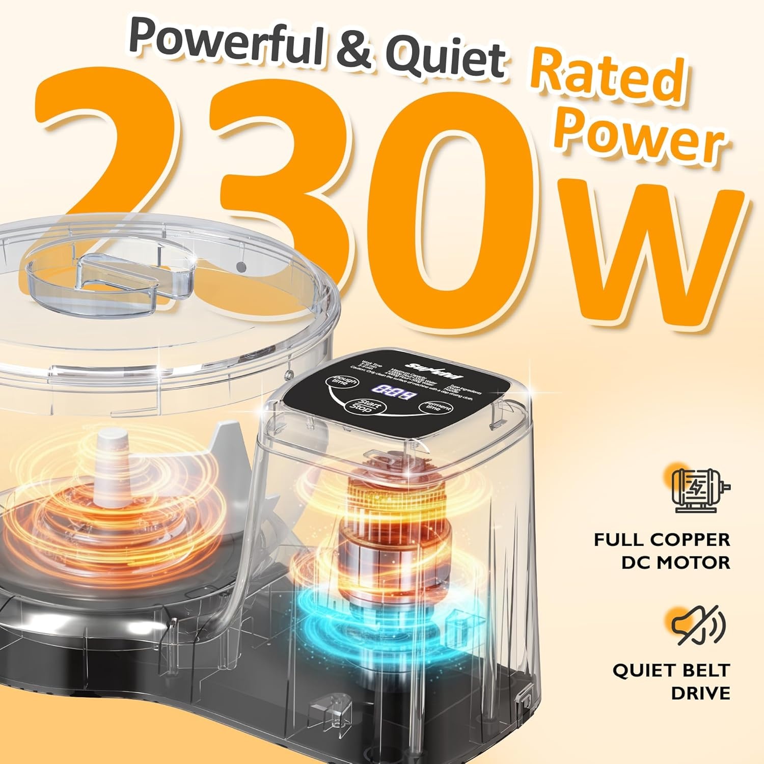image:imageSunvivi Electric Dough Maker with Weighing Function 52QT Dough Mixer with Ferment Function Household Bread Maker Kitchen Flour Kneading Machine with Stainless Steel Bowl Faceup Touch Panel53 Quarts