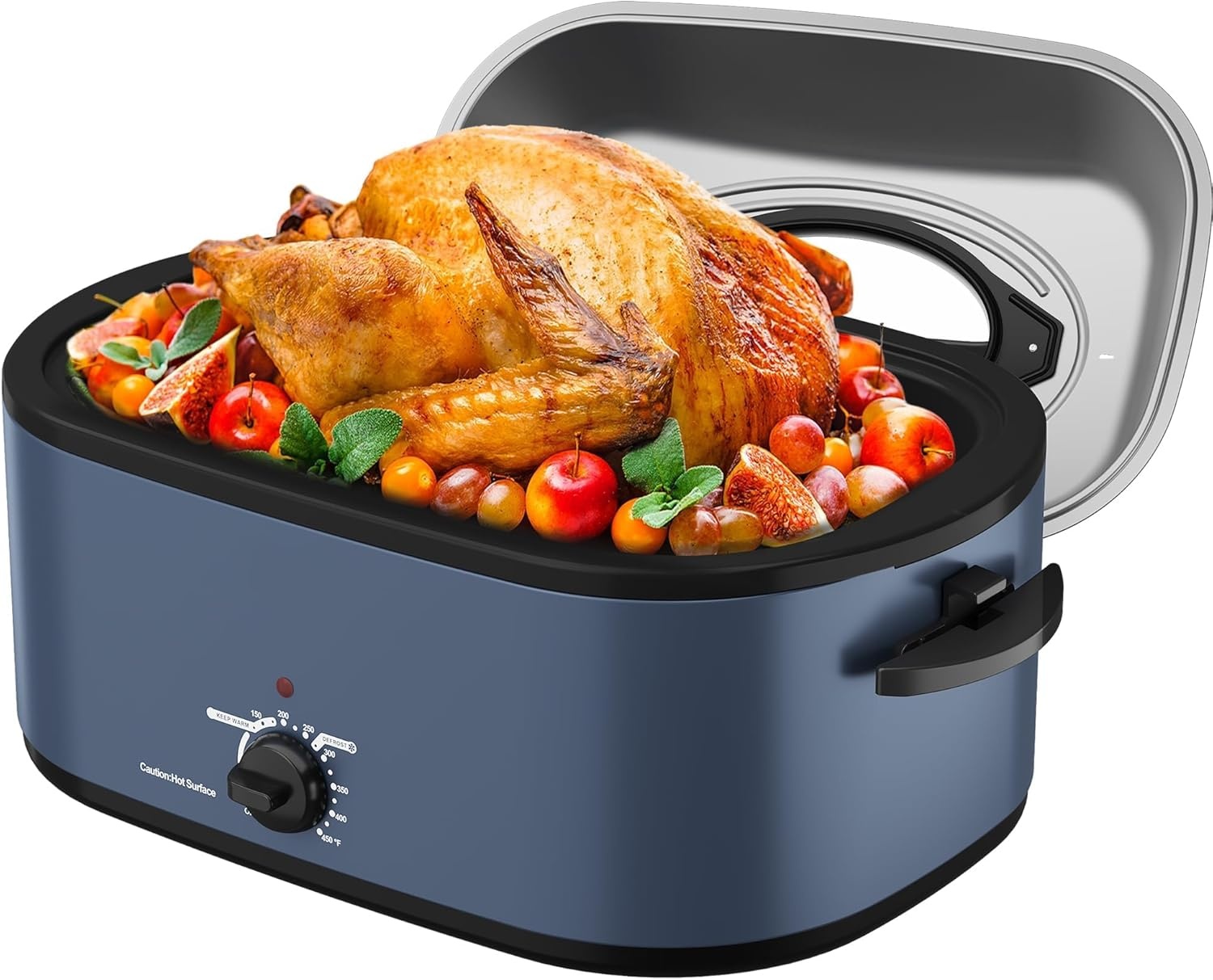 image:imageSunvivi Electric Roaster18 Quart Roasting Oven with SelfBasting Lid Removable PanTurkey Roaster Oven with 150 to 450F Temperature Control CoolTouch HandlesBlackBlue