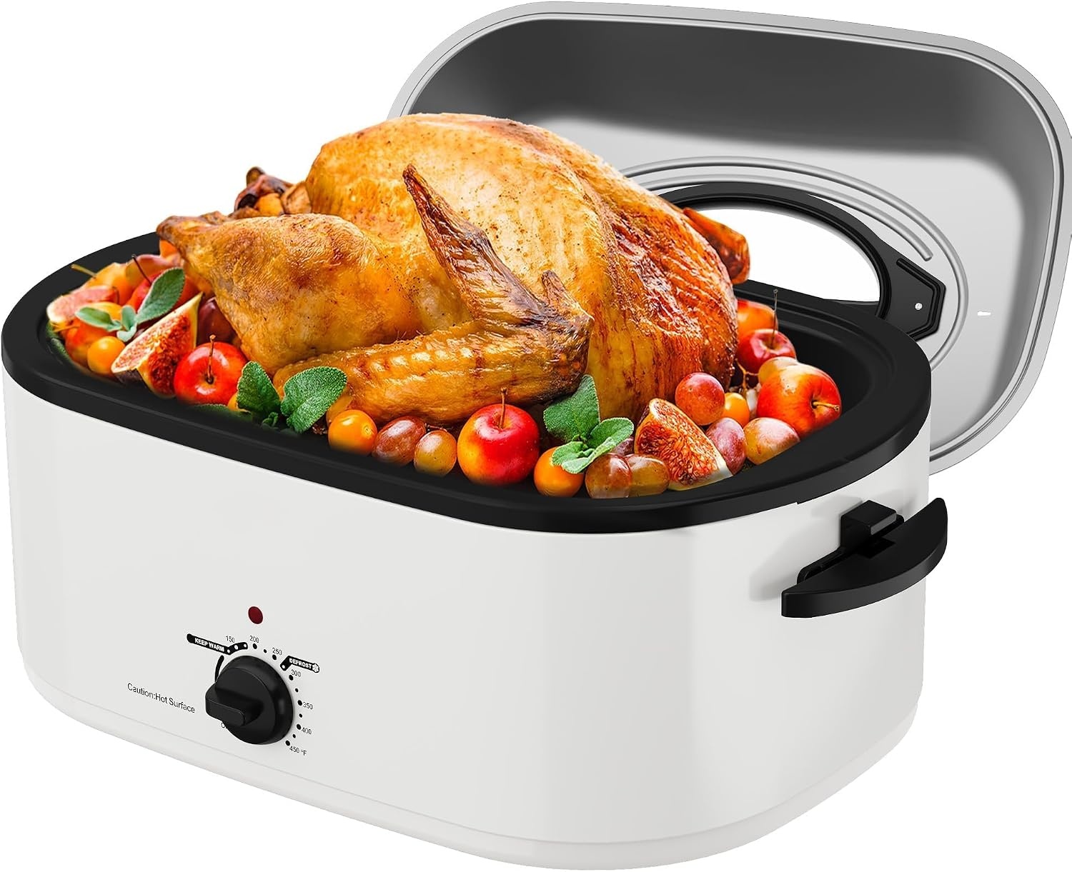 image:imageSunvivi Electric Roaster18 Quart Roasting Oven with SelfBasting Lid Removable PanTurkey Roaster Oven with 150 to 450F Temperature Control CoolTouch HandlesBlackWhite
