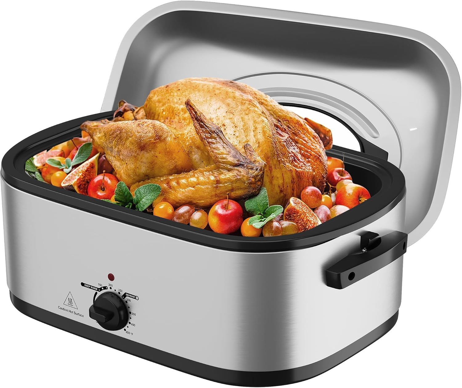 image:imageSunvivi Electric Roaster18 Quart Roasting Oven with SelfBasting Lid Removable PanTurkey Roaster Oven with 150 to 450F Temperature Control CoolTouch HandlesBlackSilver