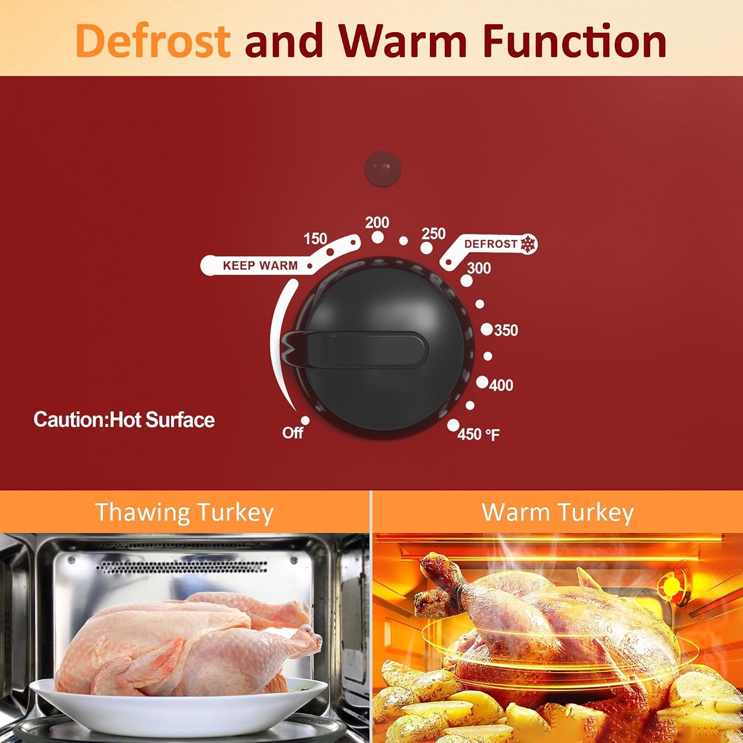 image:imageSunvivi Electric Roaster18 Quart Roasting Oven with SelfBasting Lid Removable PanTurkey Roaster Oven with 150 to 450F Temperature Control CoolTouch HandlesBlackRed