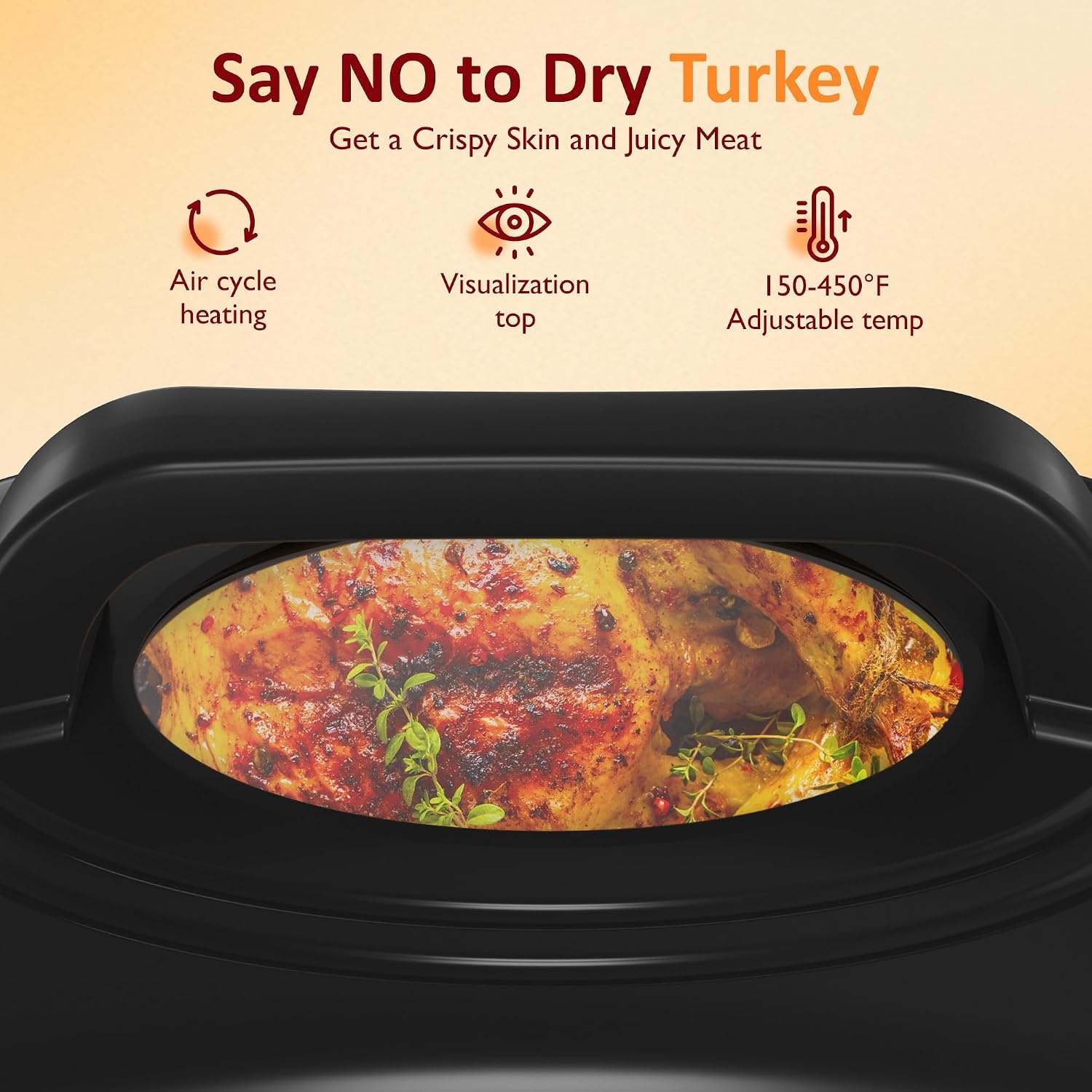 image:imageSunvivi Electric Roaster18 Quart Roasting Oven with SelfBasting Lid Removable PanTurkey Roaster Oven with 150 to 450F Temperature Control CoolTouch HandlesBlackWhite