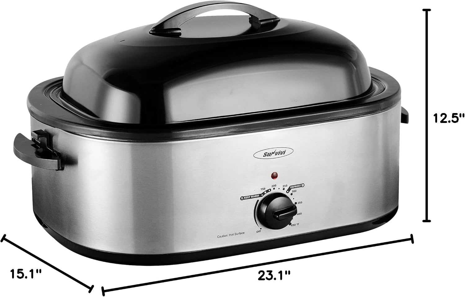image:imageSunvivi Electric Roaster18 Quart Roasting Oven with SelfBasting Lid Removable PanTurkey Roaster Oven with 150 to 450F Temperature Control CoolTouch HandlesBlackSilver